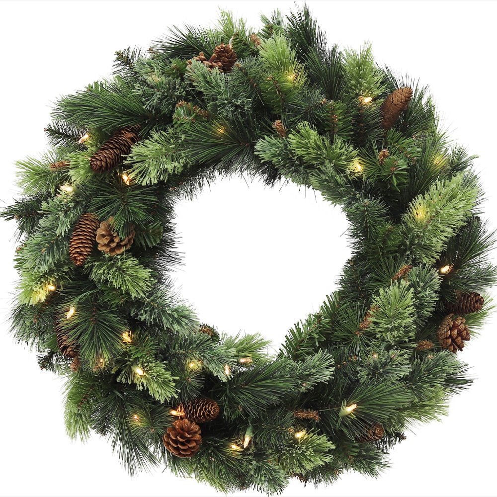 KNGG24WF5WX 24-in Pre-lit Indoor/Outdoor Battery-operated Green Pine Artificial Christmas Wreath