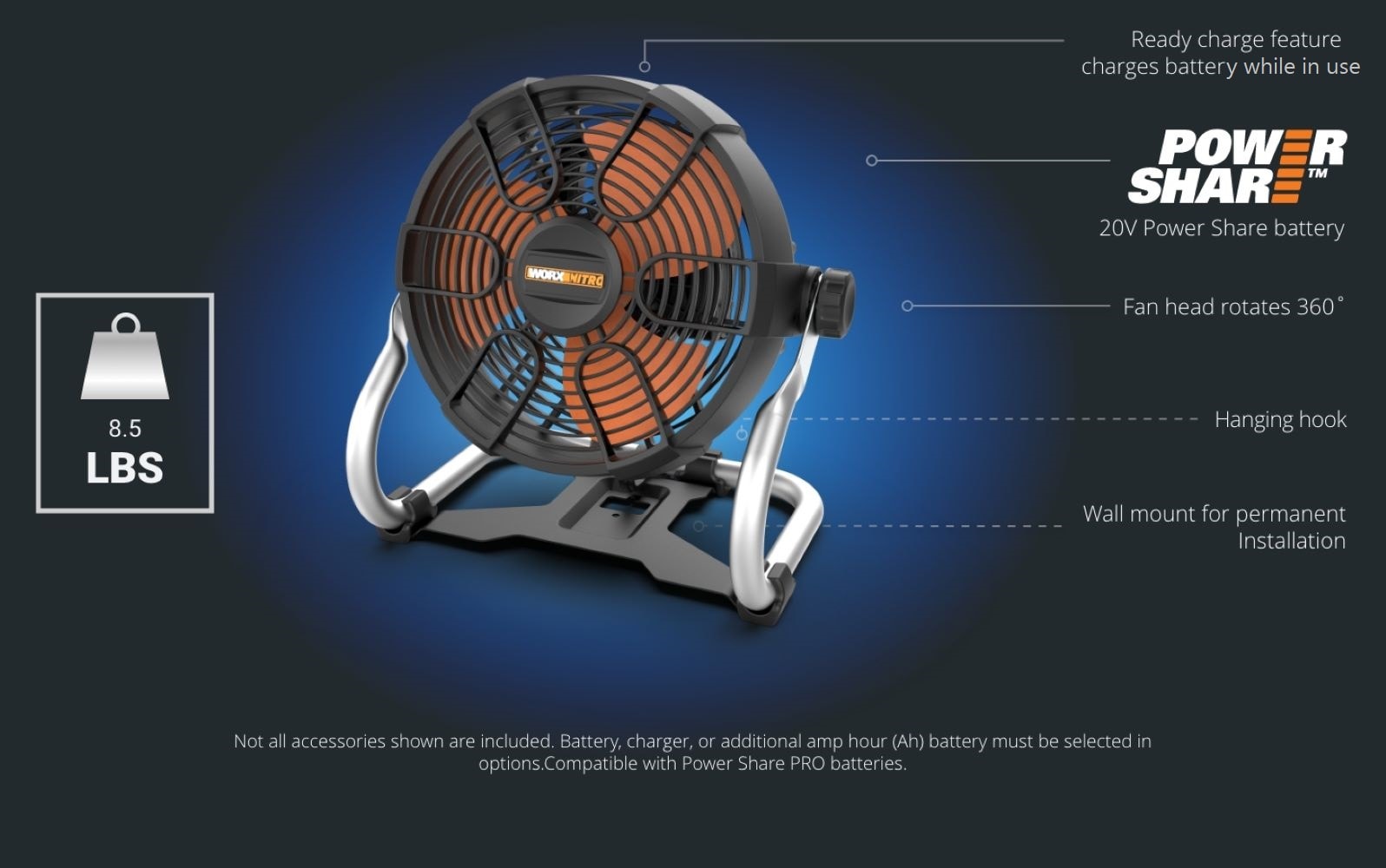 WORX 9-in 20-Volt 2-Speed High Velocity Indoor/Outdoor Black