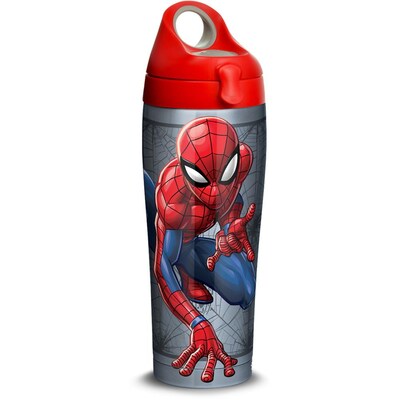 MARVEL SPIDER-MAN PLASTIC THERMOS TRAVEL SCHOOL COLD DRINK MUG CUP KIDS