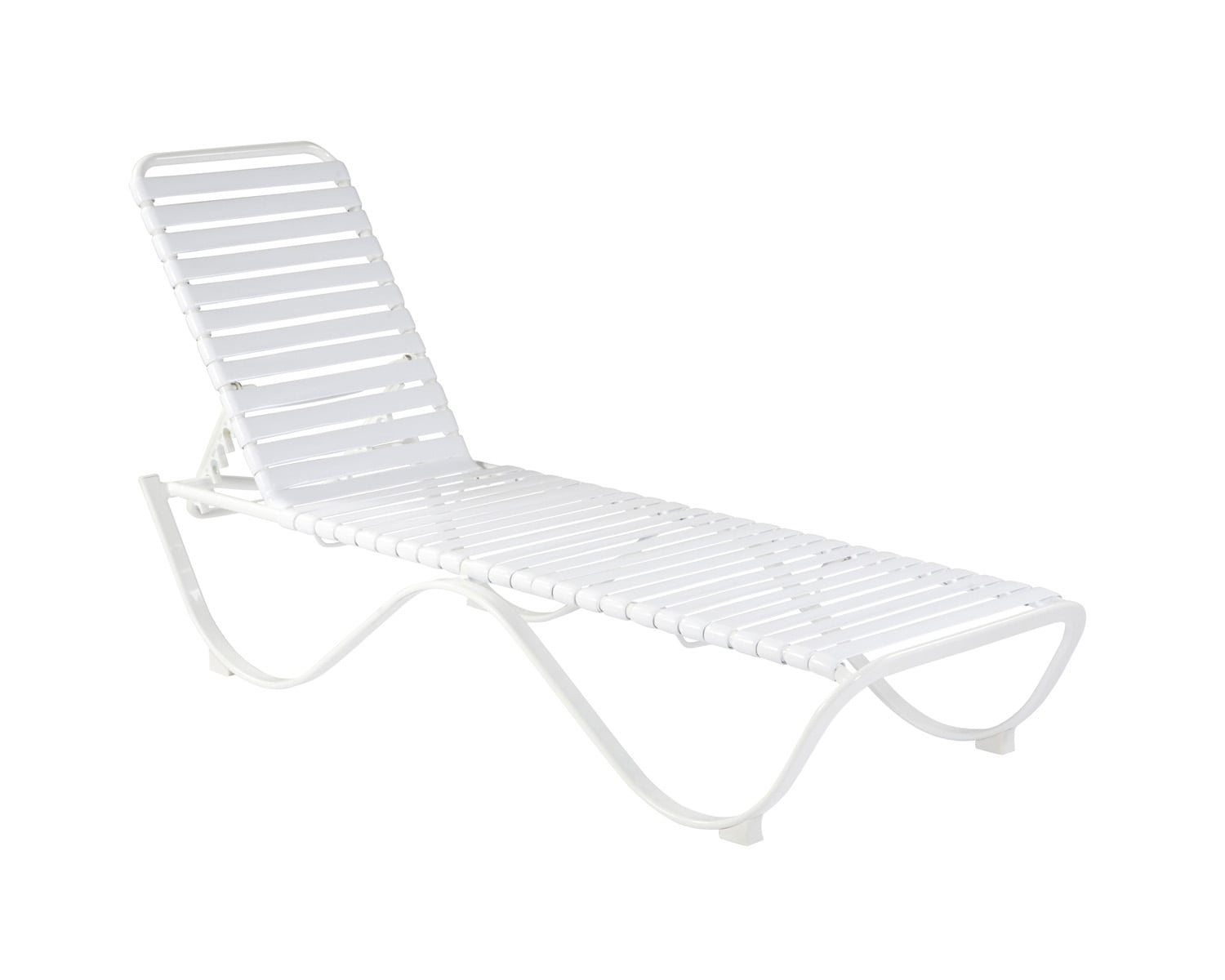 Garden Treasures Stackable White Metal Frame Stationary Chaise Lounge Chair(S)  With White Strap Seat In The Patio Chairs Department At Lowes.Com