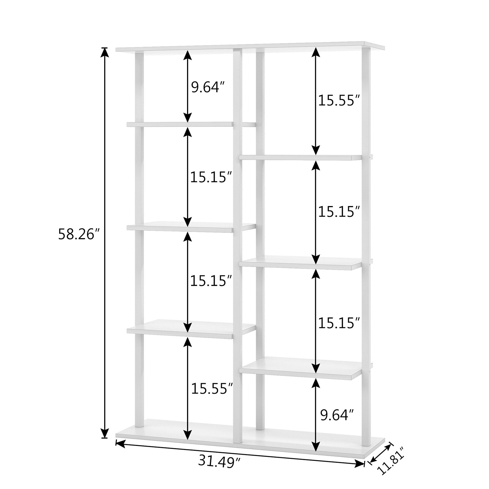 Tribesigns Hoga-K0015 White Metal 8-Shelf Bookcase (31.49-in W X 58.26 ...