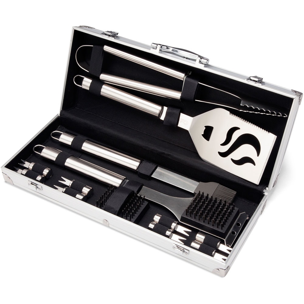 Cuisinart CGS-5014 14-Piece Deluxe Stainless Steel Grill Tool Set with Aluminum Case, Silver/ Black