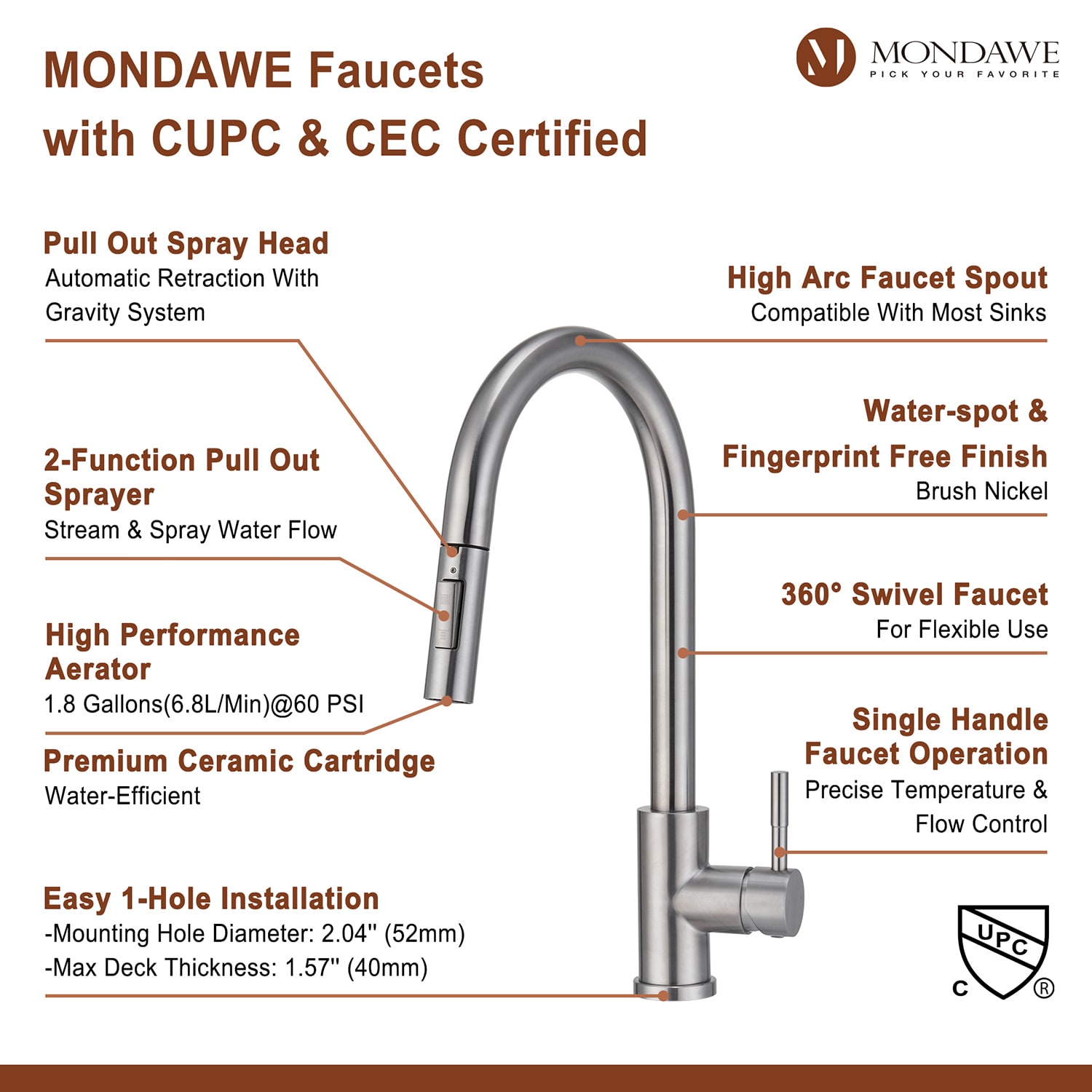 Mondawe MD-D94-BN Kitchen-Faucets - View #4