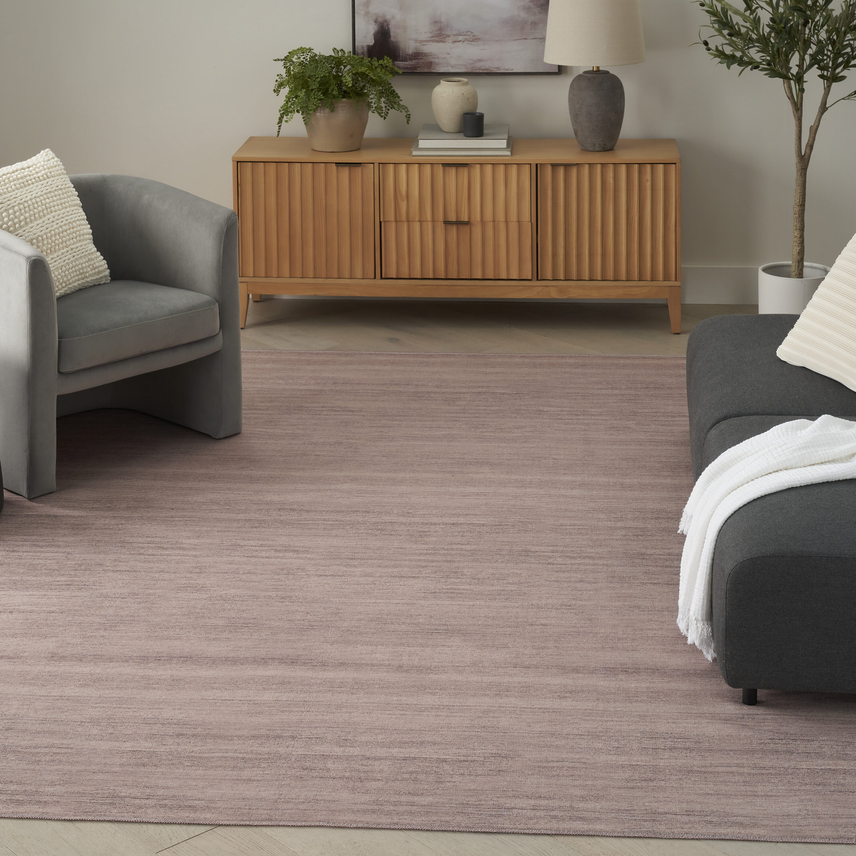 Nourison Home 099446949998 9 x 12 (ft) Cotton/Polyester Natural Rectangular Indoor Solid Machine washable Area rug