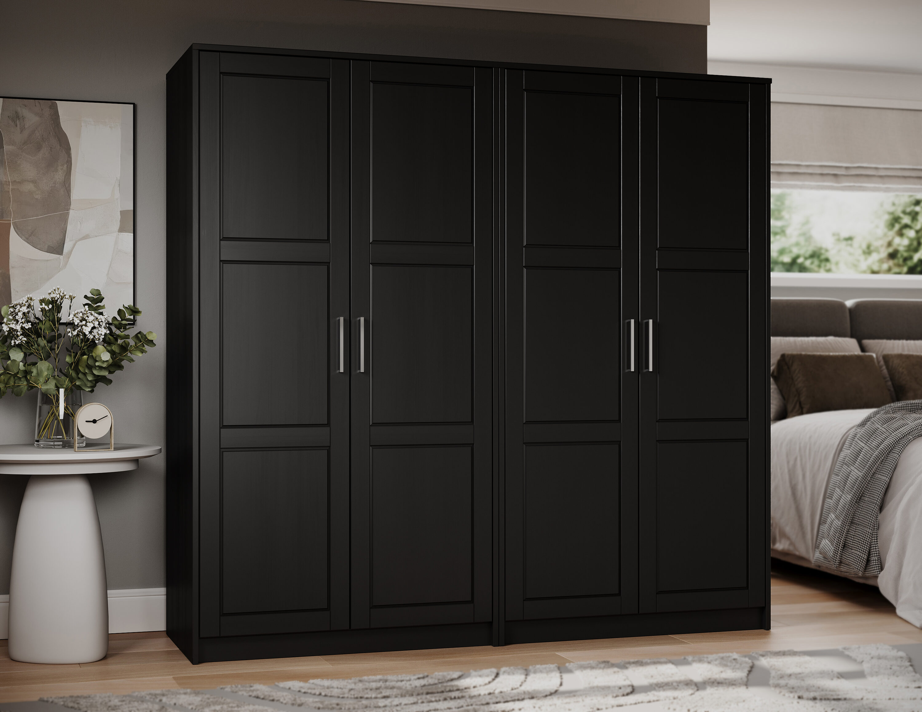 Palace Imports 75.5-in W Urban Solid Wood Modular 4-Door Wardrobe Armoire