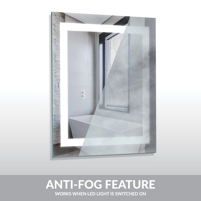 Home2o Helena 24 In Led Lit Mirror Rectangular Frameless Lighted Bathroom 75 111, How Do Anti Fog Mirrors Work