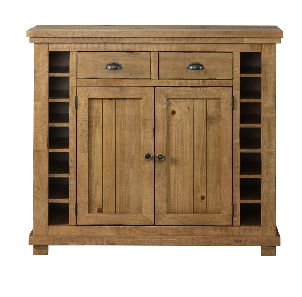 Progressive Furniture P808-56 Willow Transitional Distressed Pine Wood Rubberwood Sideboard with Wine Storage