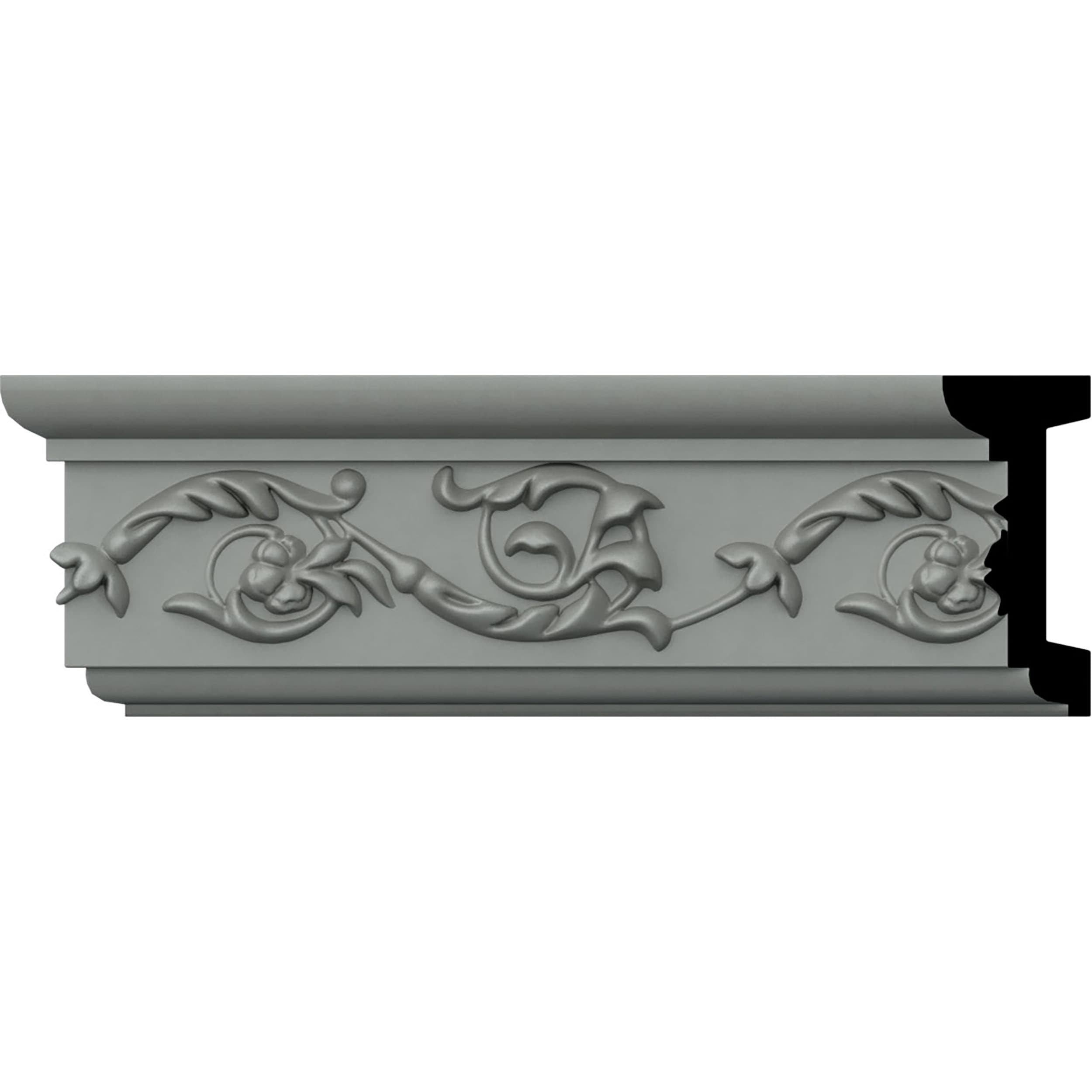 Ekena Millwork CHA03X00VE-CASE-8 Versailles Floral 3-1/8-in x 7-ft 10-1/2-in Primed Polyurethane Chair rail Moulding 8 -Pack