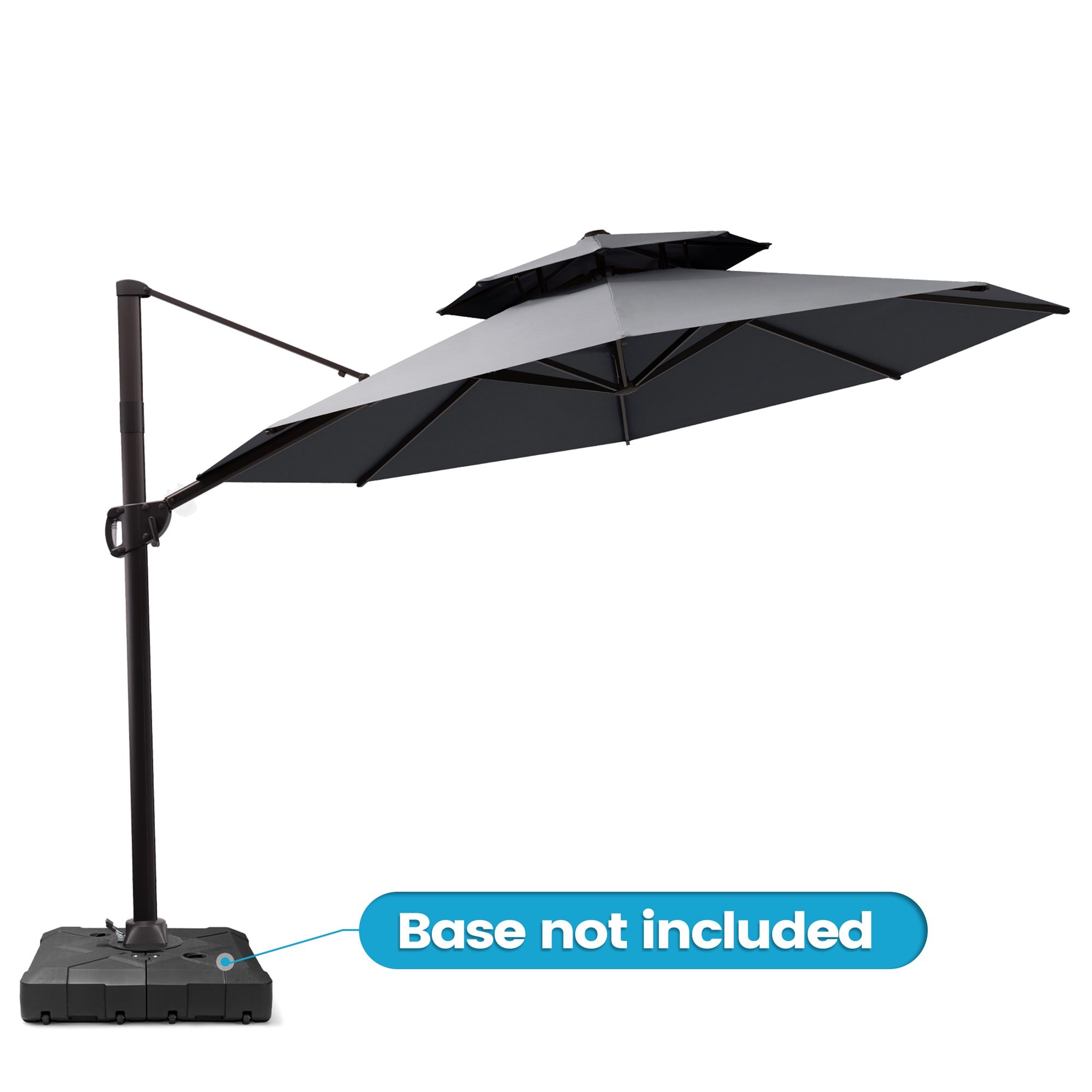 Crestlive Products CL-PU053DGY 11.5-ft Steel Gray No-tilt Cantilever Patio Umbrella