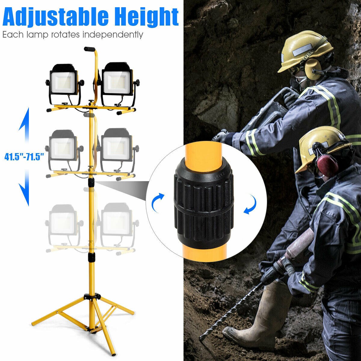 Utilitech 7500-Lumen Halogen Yellow Plug-in Stand Work Light in the Work  Lights department at