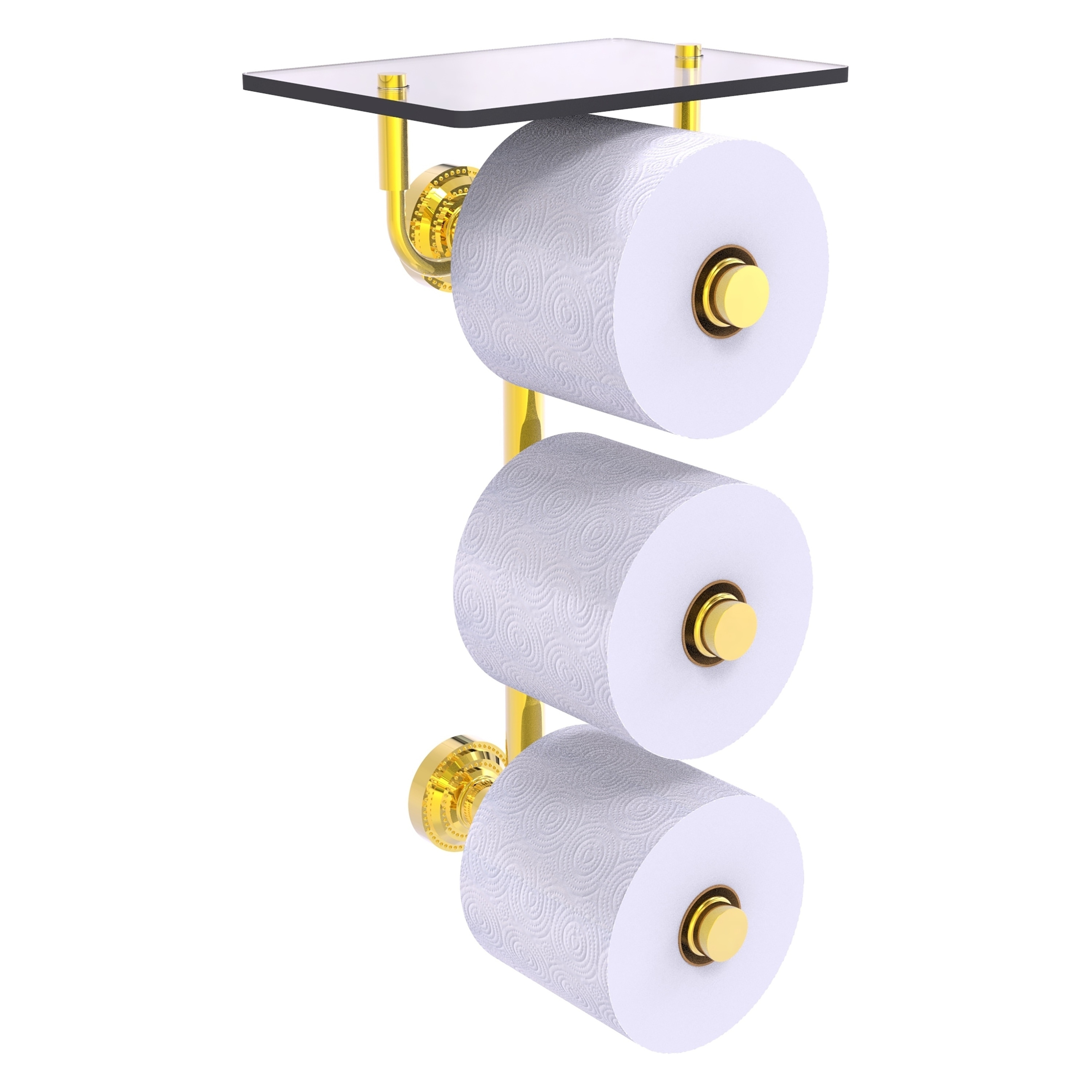 Allied Brass DT-35-3VS-PB Dottingham Polished Brass Wall mount Double post Toilet Paper Holder 3 -Rolls