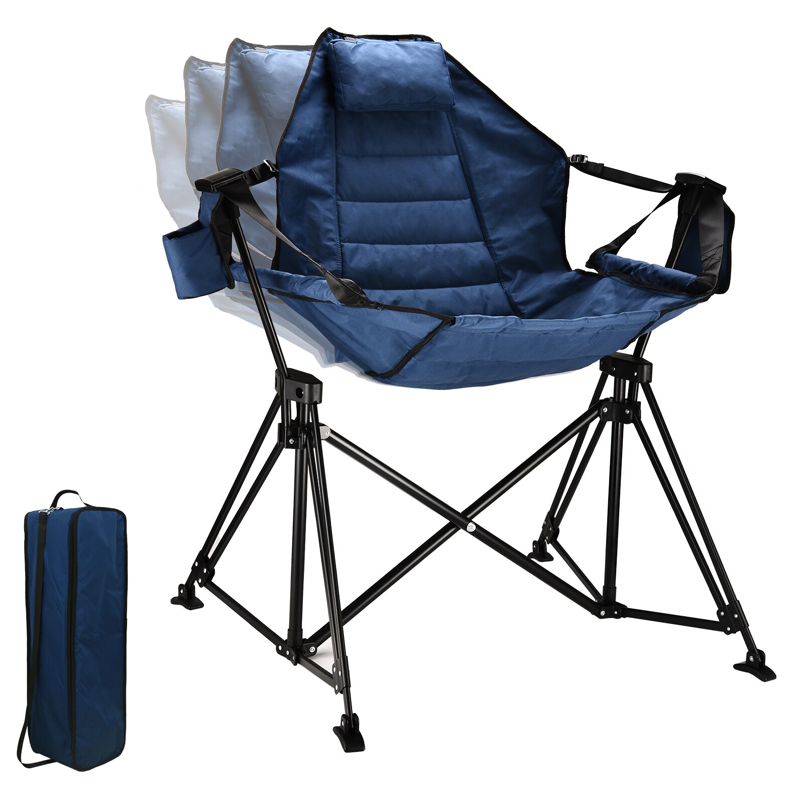  LW4774591SD Polyester Blue Folding Camping chair Adjustable and Carrying Strap/Handle Included