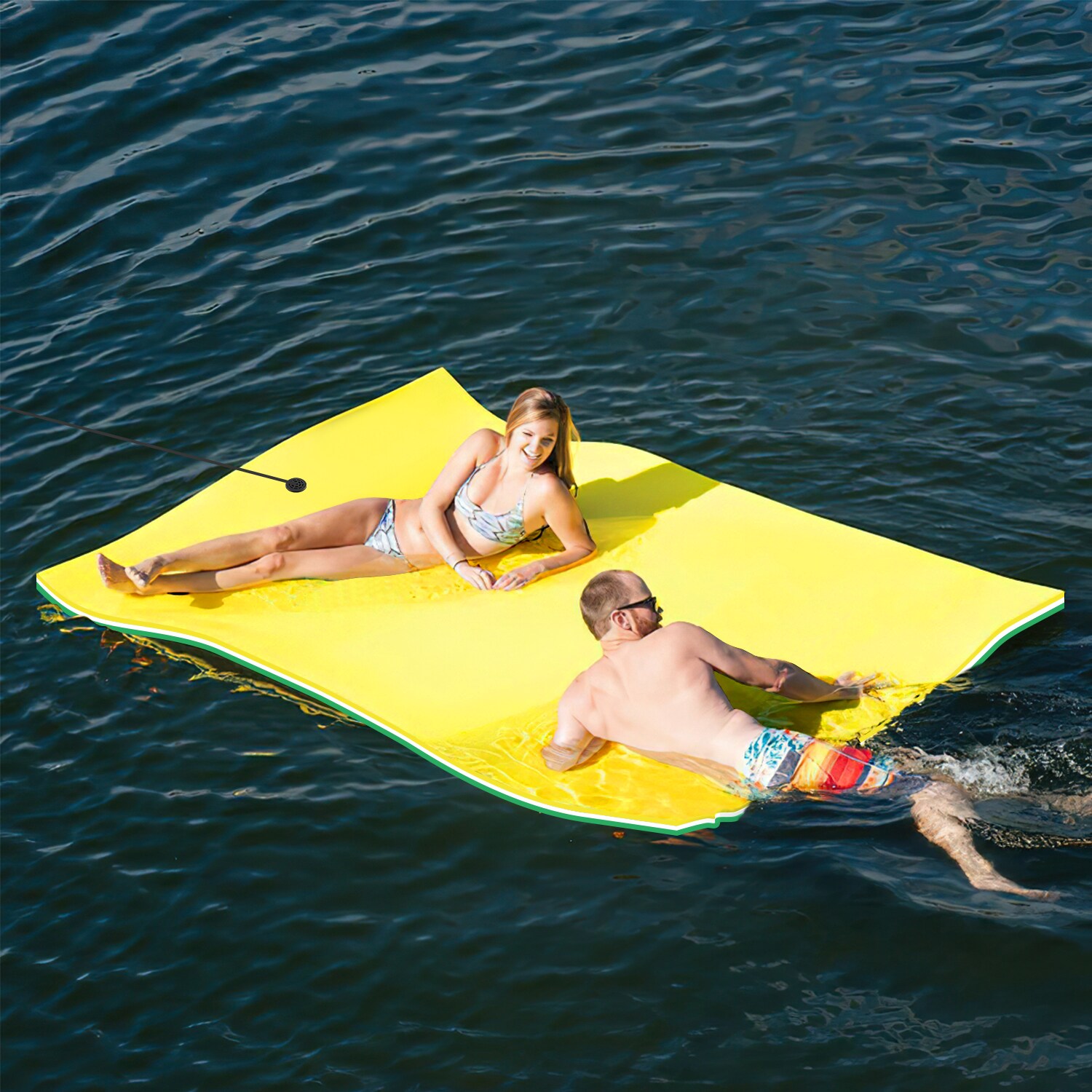 RaDEWAY 84-in x 36-in 2-Seat Yellow&White&Green Foam Raft in the Pool ...