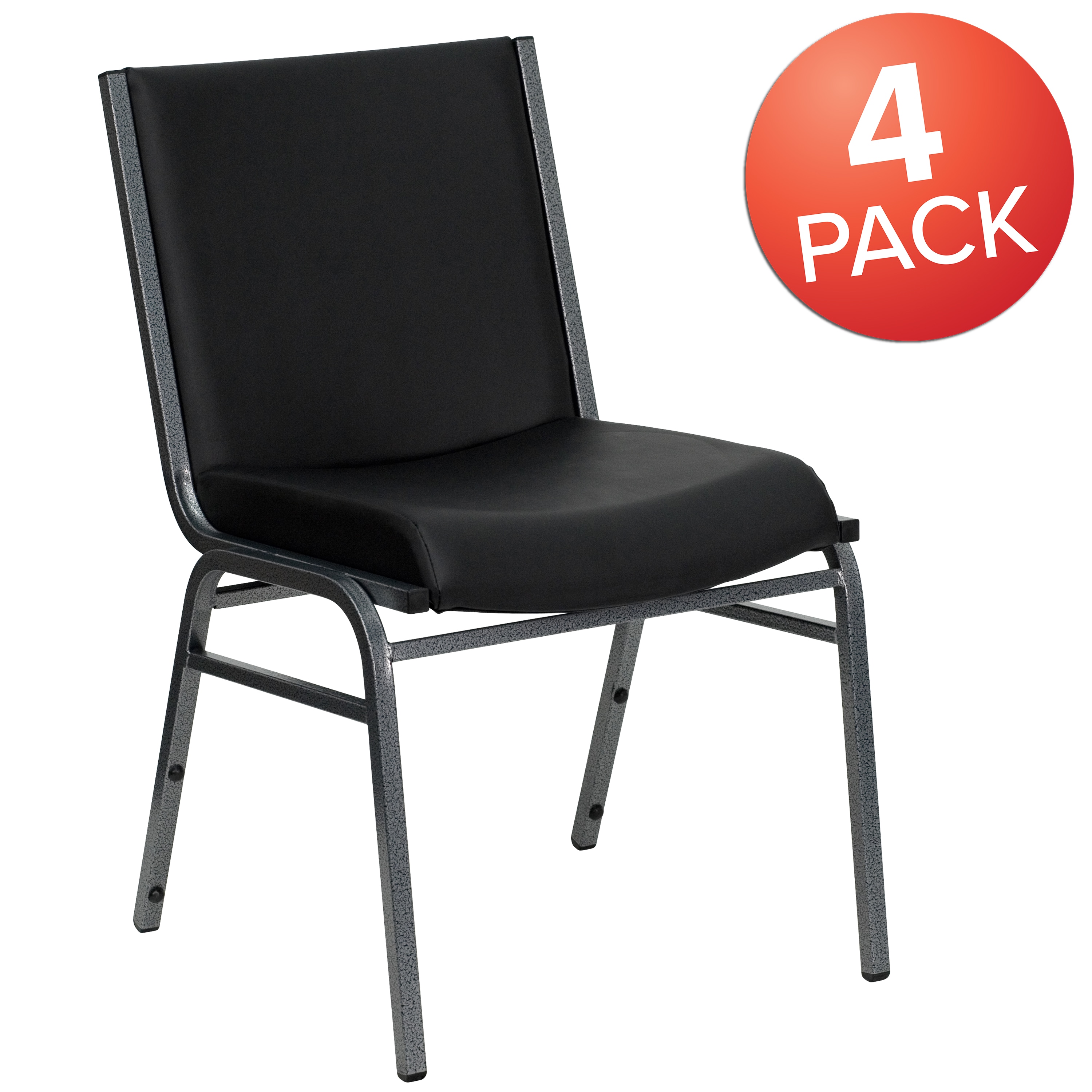 Hercules Series Contemporary Black Vinyl Metal Stack Chair
