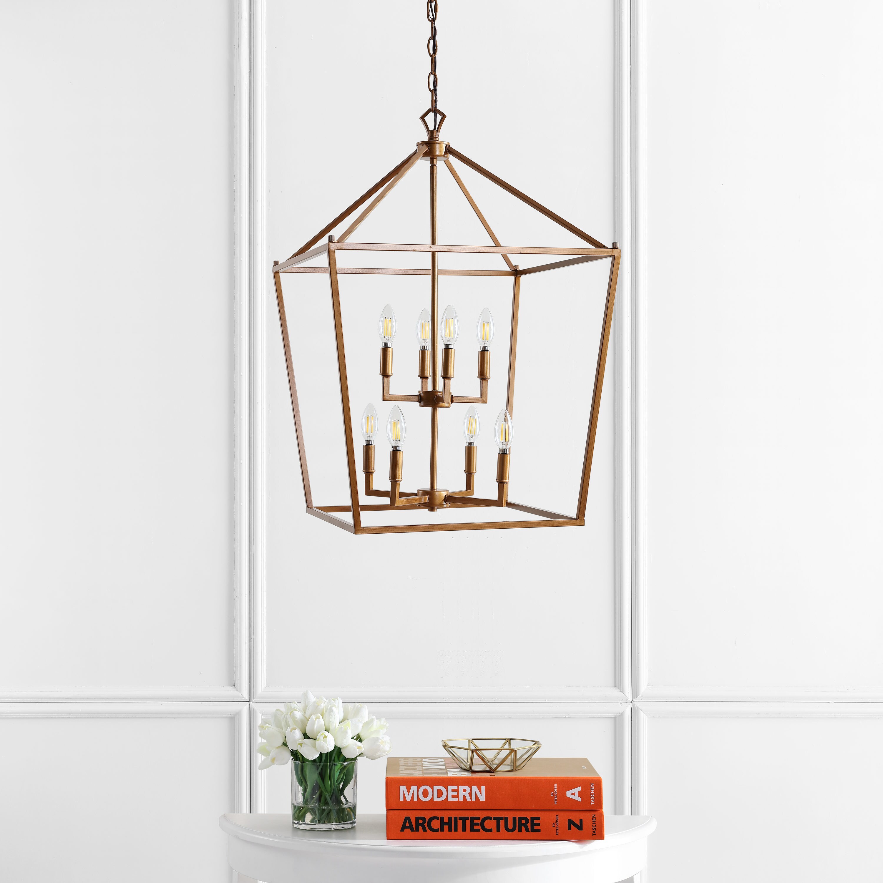 Pagoda 20" Antique Gold Farmhouse LED Lantern Pendant