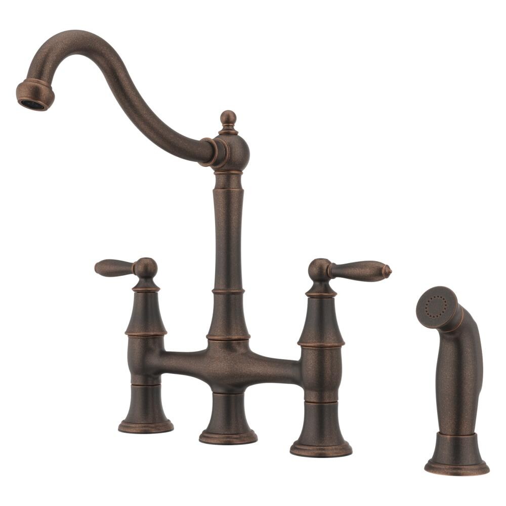 Pfister Courant Rustic Bronze 2 Handle Deck Mount High Arc Handle Kitchen Faucet In The Kitchen Faucets Department At Lowes Com