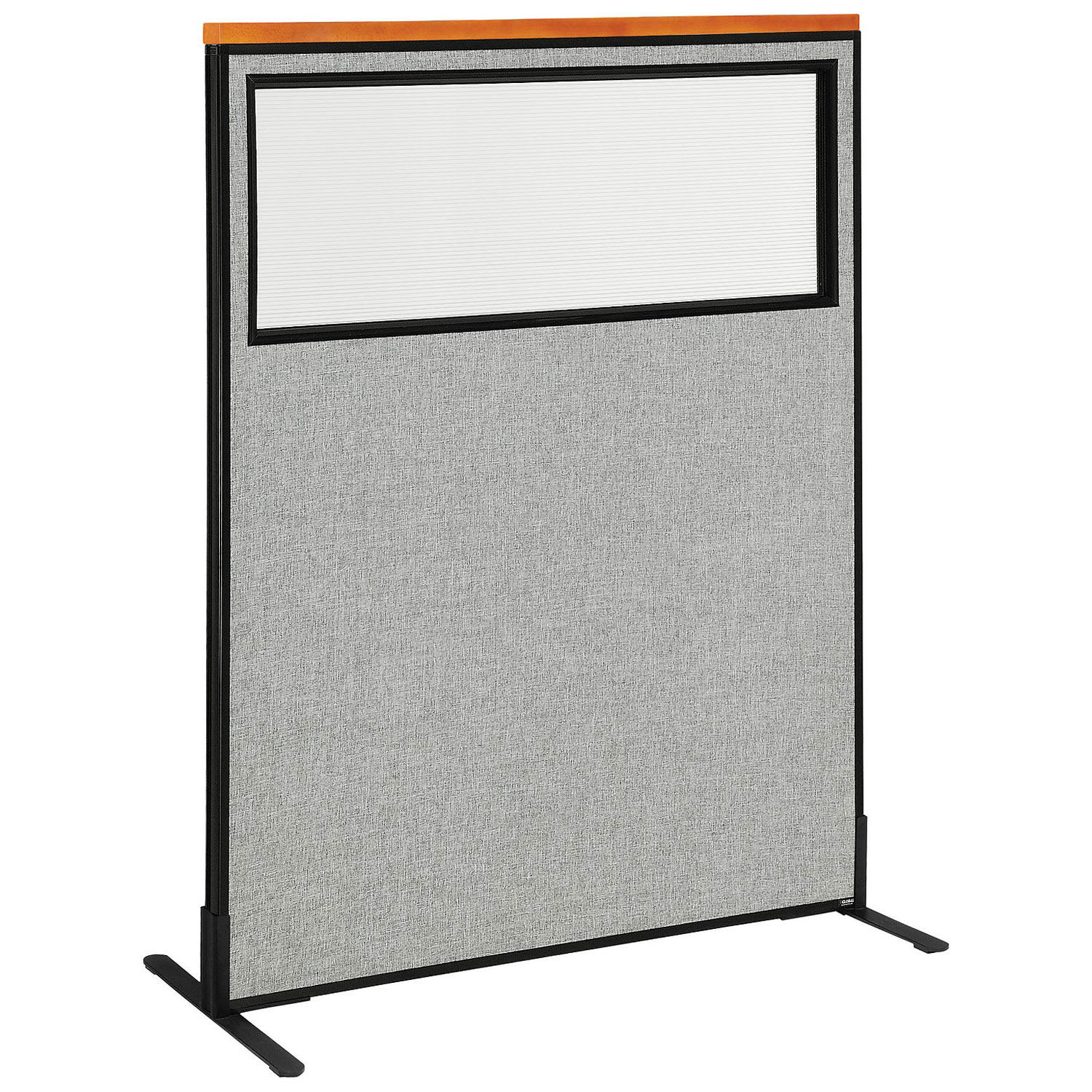 Global Industrial 694684WFGY 48-14-inW x 61-12-inH Deluxe Freestanding Office Partition Panel with Partial Window Gray