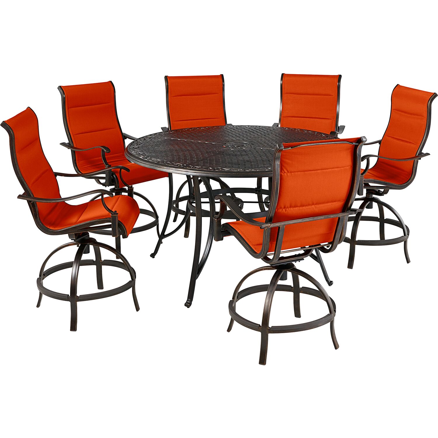 Hanover TRADDN7PCPDBR-RED 7-Piece Red Wicker Patio Dining Set