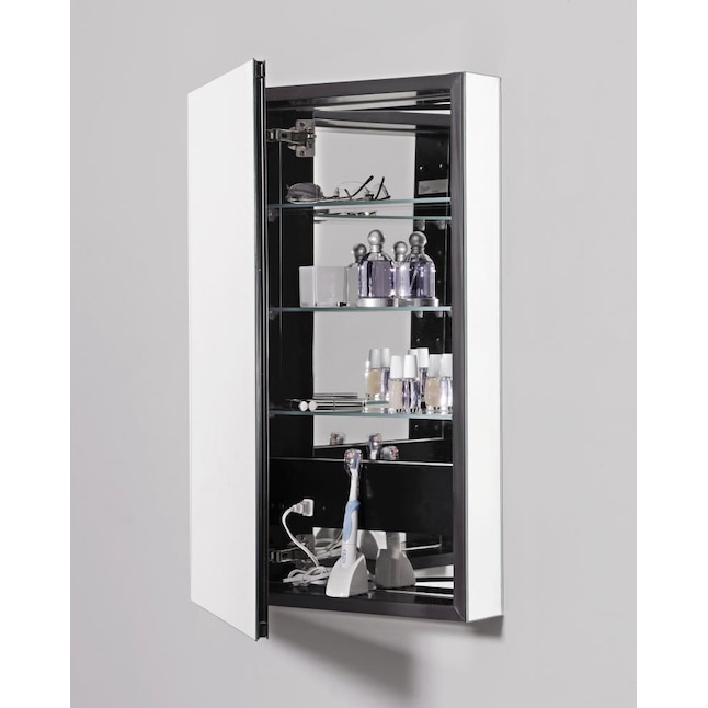 Robern PL Series 19.25-in x 39.38-in Rectangle Surface Mirrored Medicine Cabinet with Outlet Robern PL Series 19.25-in x 39.38-in Rectangle Surface Mirrored Medicine Cabinet with Outlet