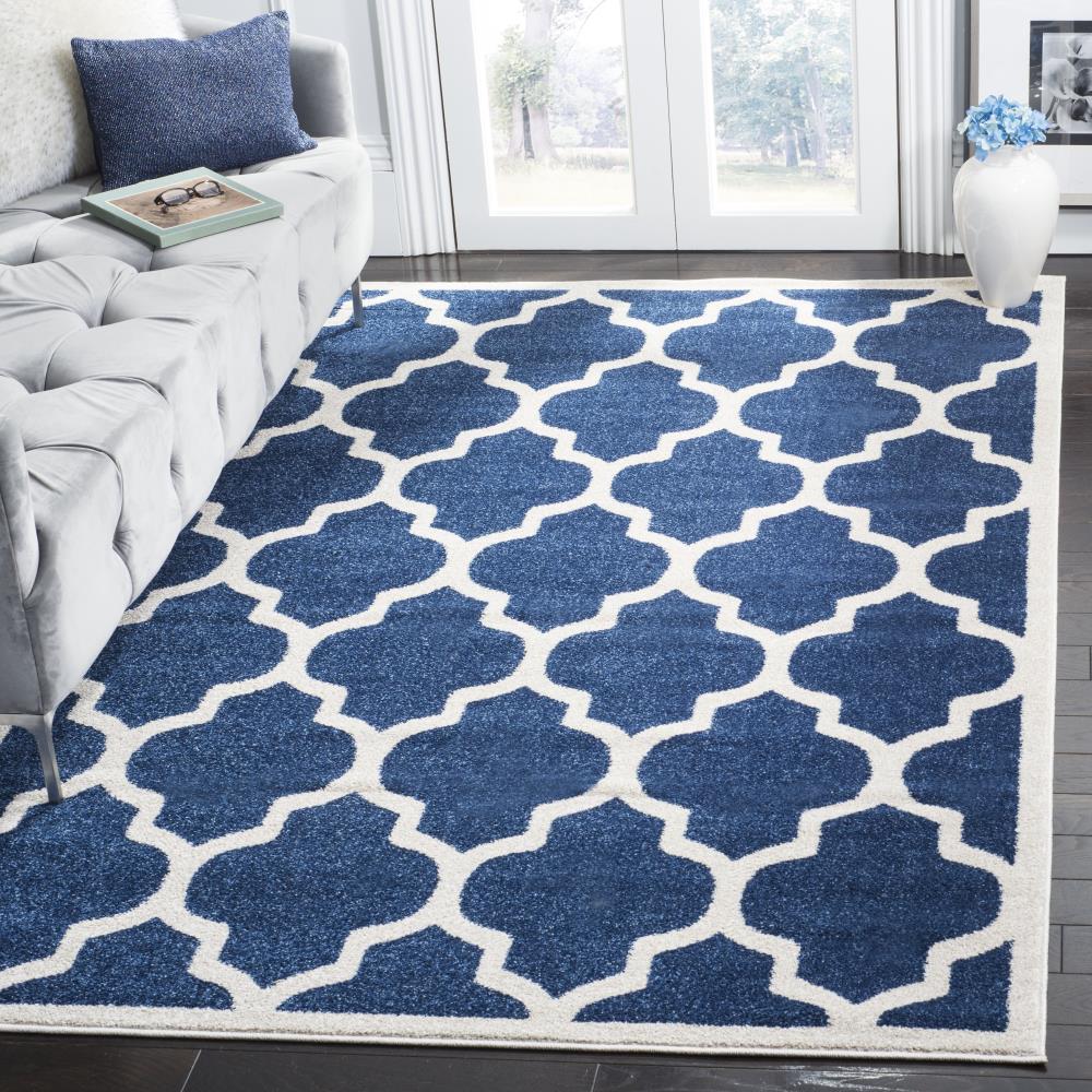 Foss Abstract Indoor/Outdoor 6 X 8 (ft) Blue/White Indoor/Outdoor Abstract  Area Rug in the Rugs department at