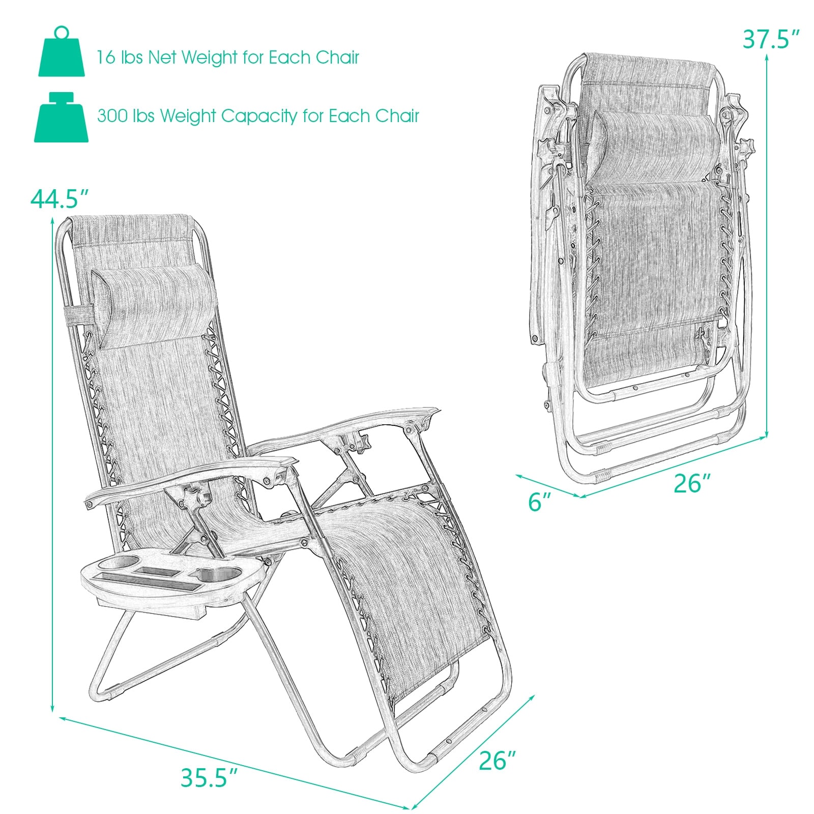 LIVIZA TDJ10642DK-1 Beach-Camping-Chairs - View #2