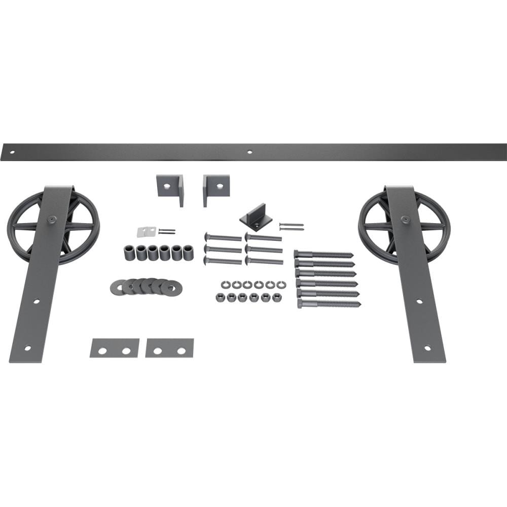 Goldberg Brothers GB600134HWSM 48-in Silver Metallic Indoor Wagon wheel Single Double Barn door hardware kit