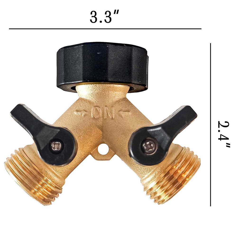 Etokfoks 2 Way Solid Brass Garden Hose Y Splitter 3 4 in Hose Connector ...