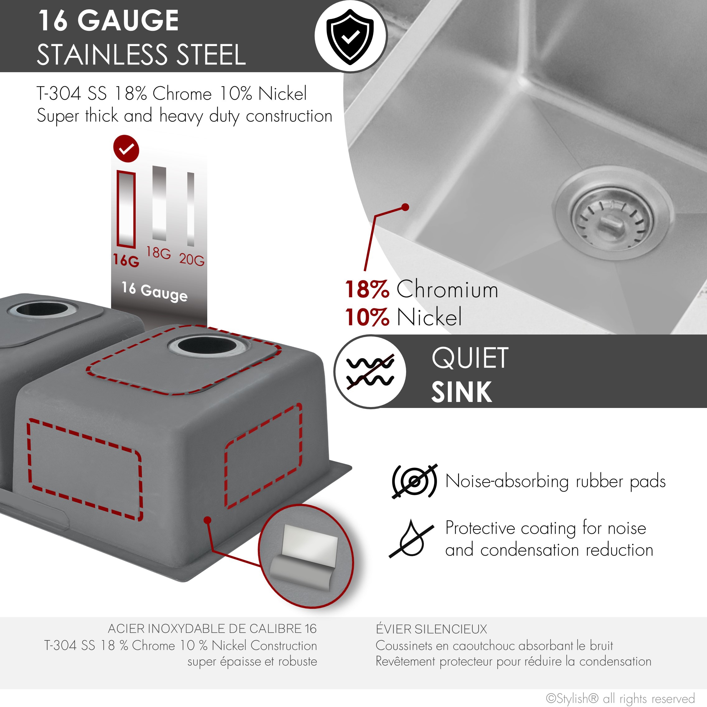 Stylish S-4011 Kitchen-Sinks - View #3