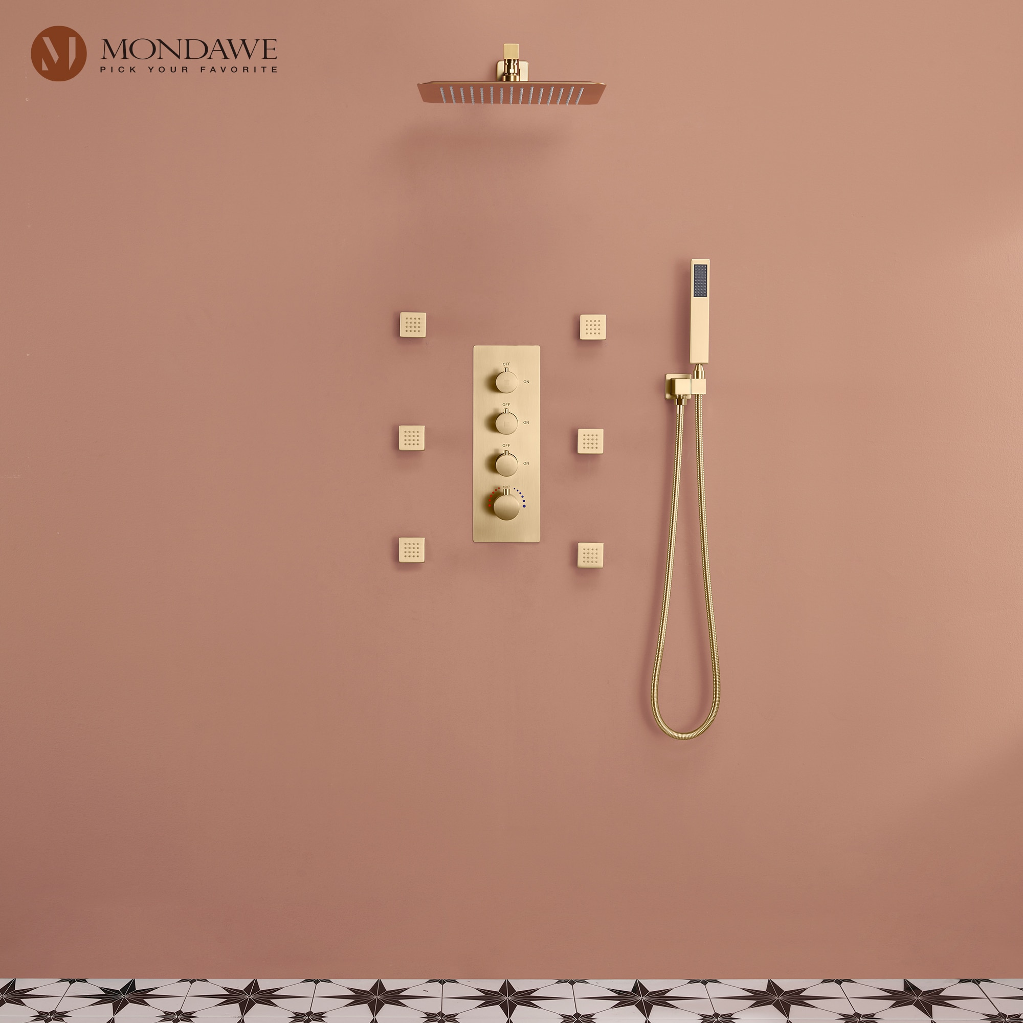 Mondawe WF6310-12BG-WM Showerhead-Bar-Panels - View #2