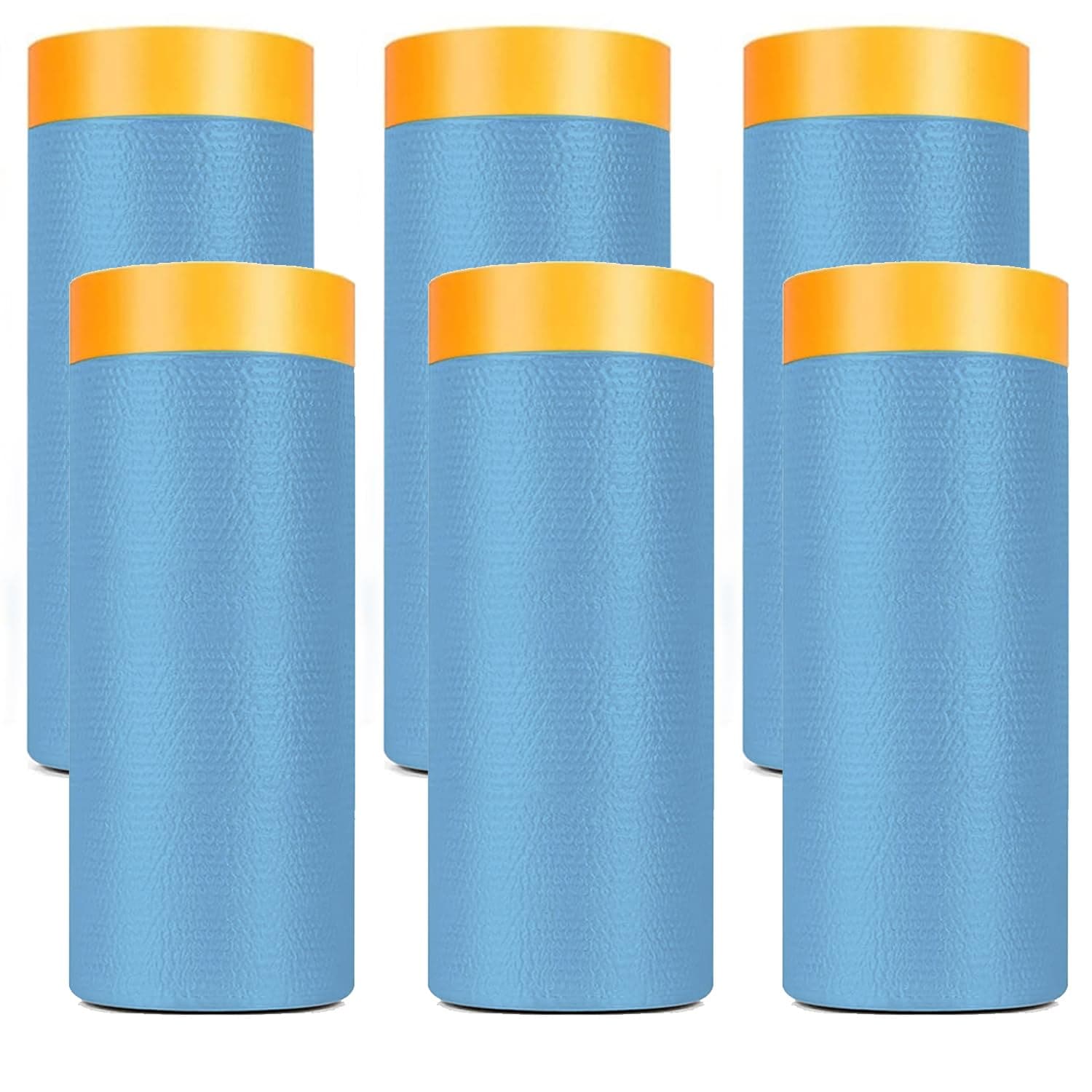KHKFY  Painters Plastic With Tape 6 Roll Self Adhesive Masking Film for Dust Protection and Painting 60 Inch x 65 Feet for Furniture Walls Cars