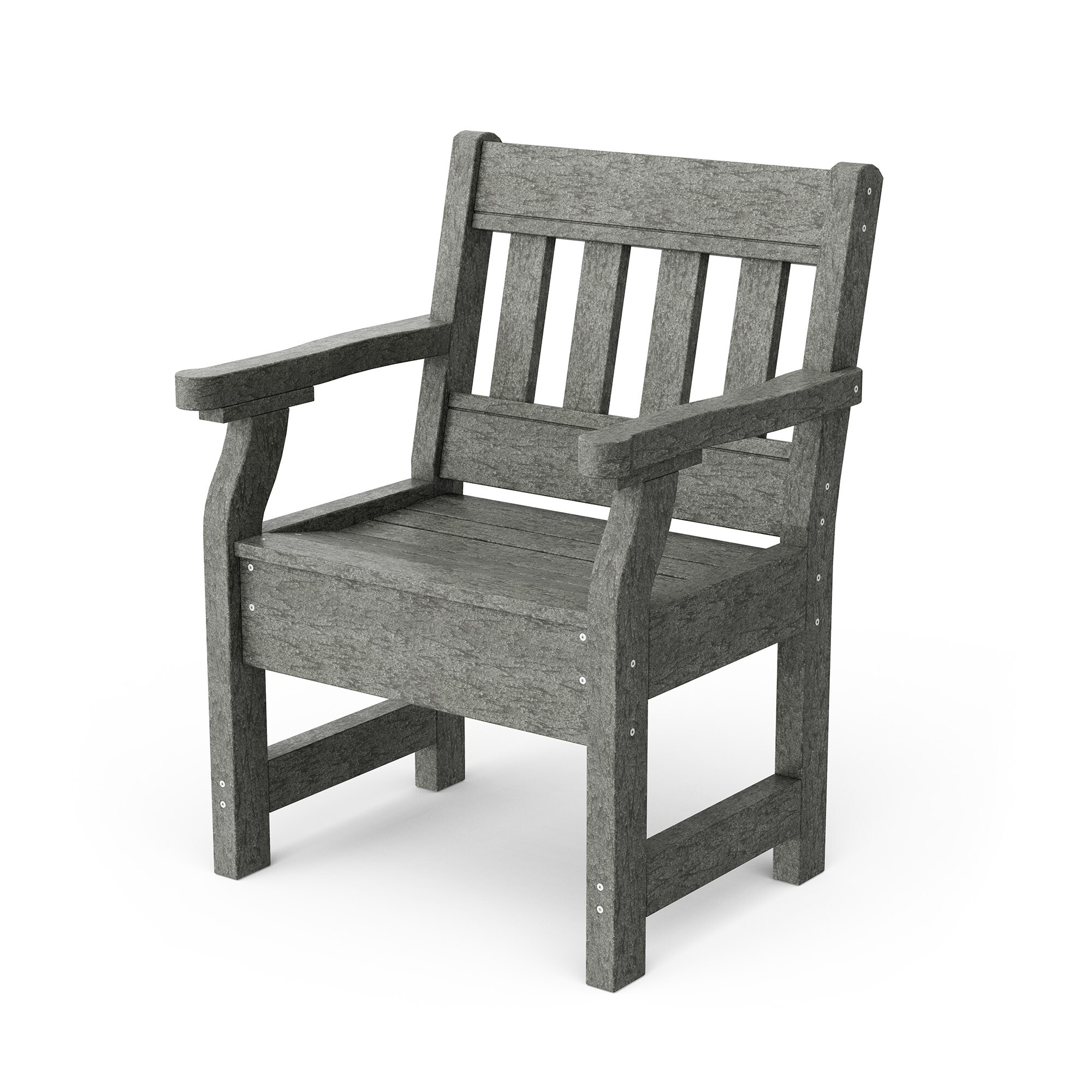 Wildridge LCC-123-DG Heritage Garden Dark Gray HDPE Frame Stationary Conversation Chair with Slat Seat