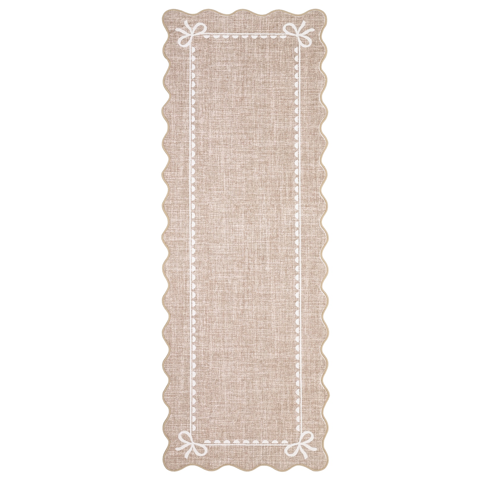 IdealHouse 2x6ft Soft Washable Pink Scalloped Bow Runner Rug - Low Pile ...