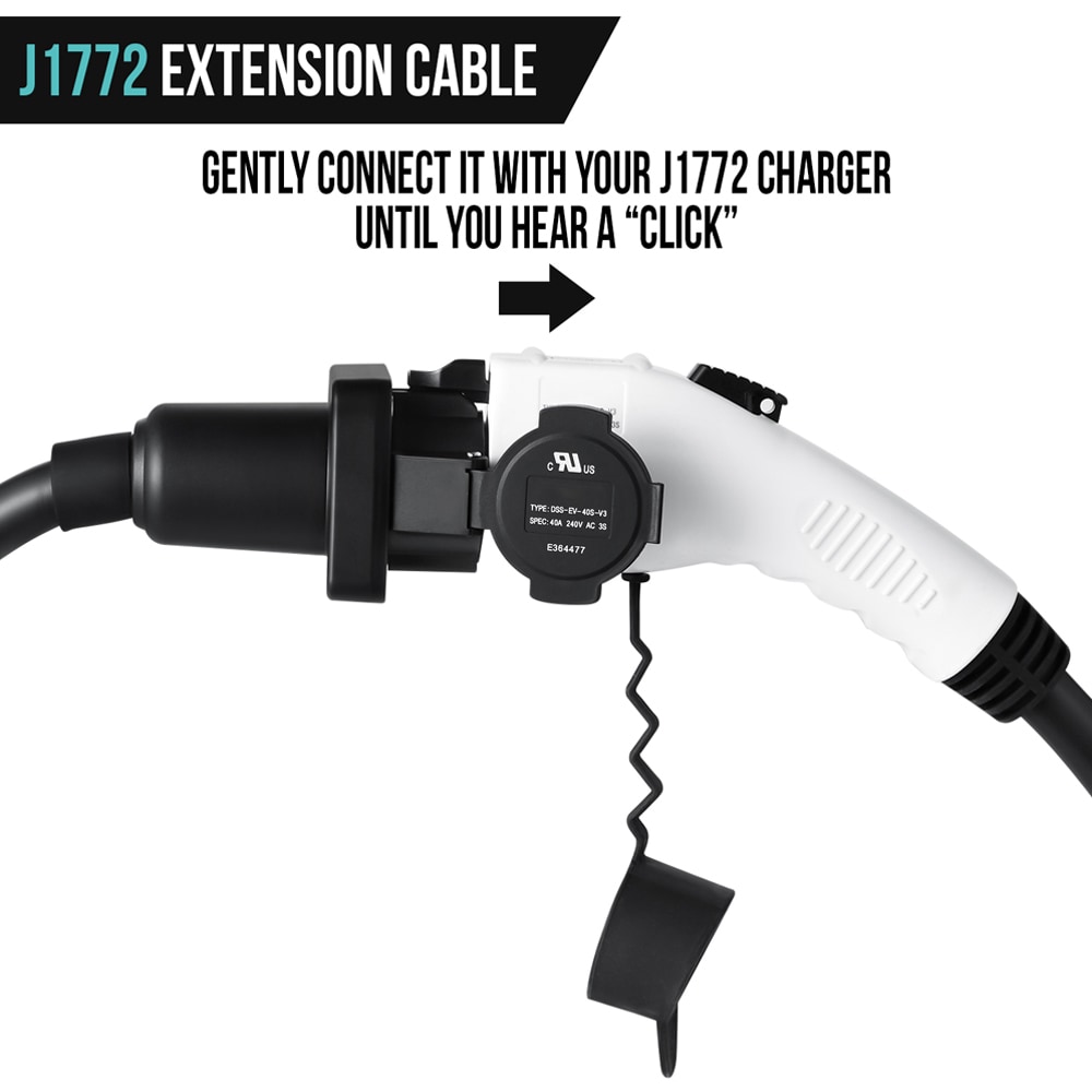 Tesla Extension Cord - 20 Feet (1 Pack, Black) - Lectron — Lectron EV