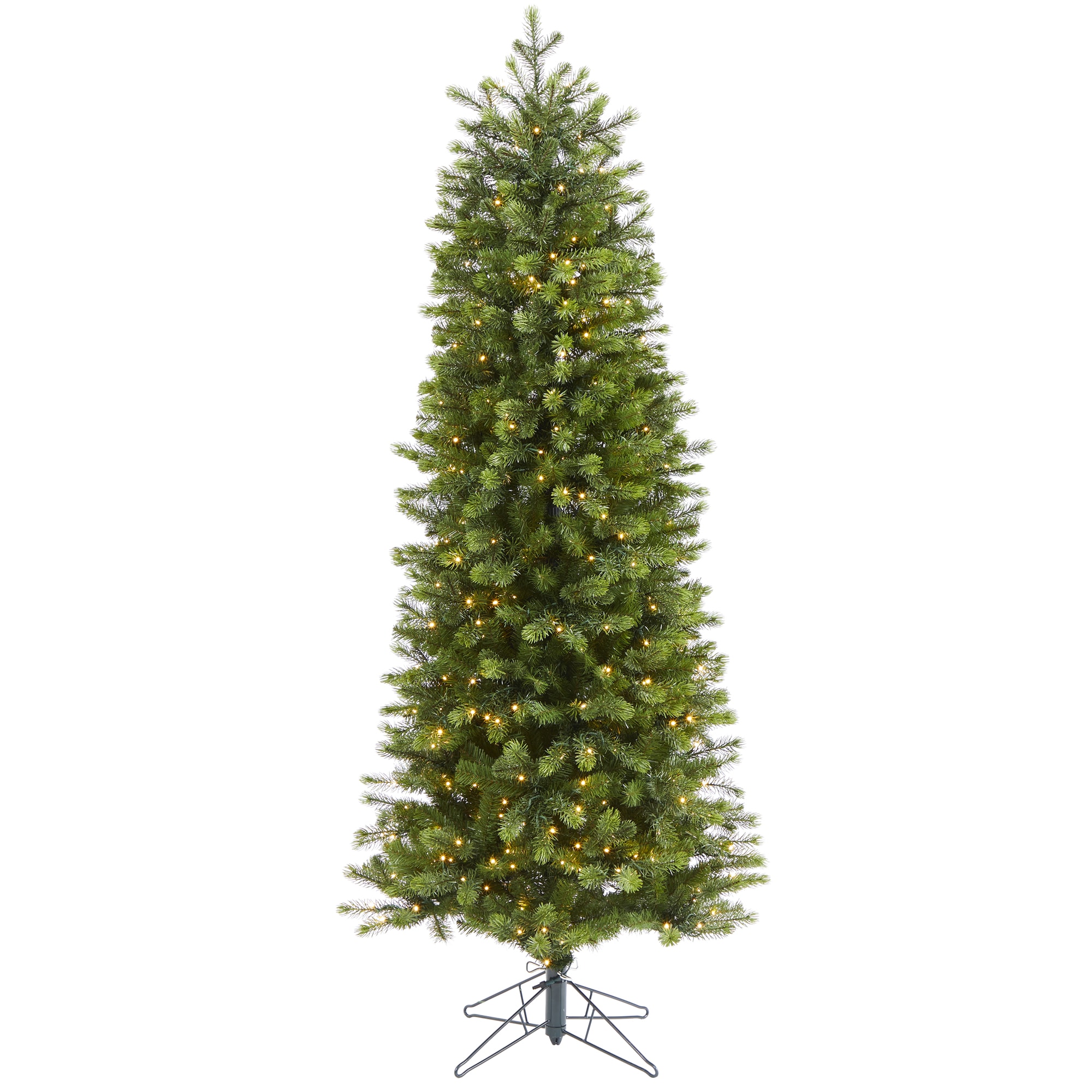 Nearly Natural 6.5-ft Spruce Pre-lit Slim Artificial Christmas Tree ...