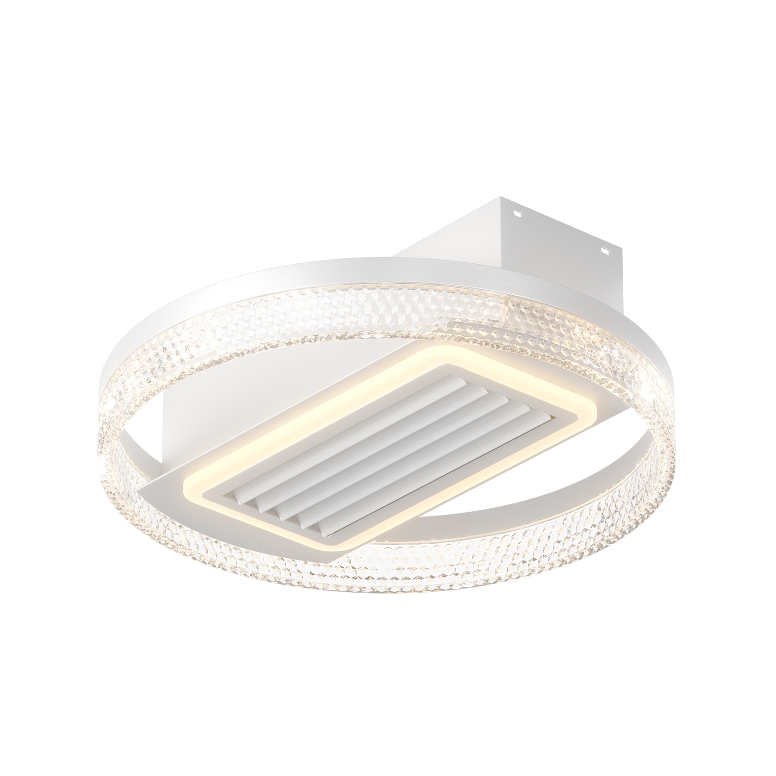JIMSMAISON JMSLCF11-20W 20-in Color-Changing Integrated LED Flush Mount White with Bladeless Ceiling Fan With Light - Remote Included ( 1 -Blade )