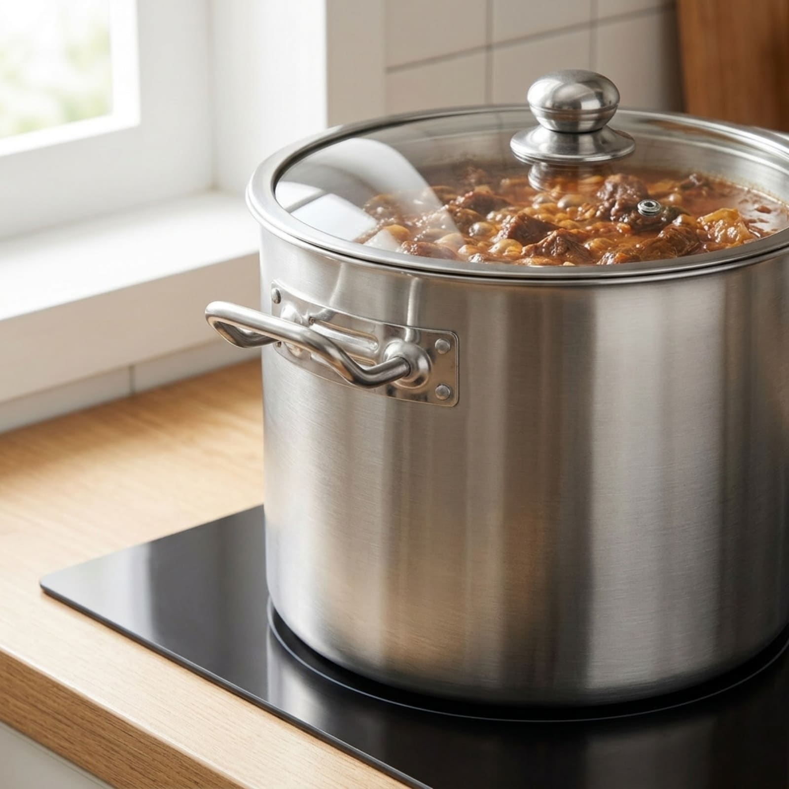 GIVIMO Stainless Steel Pot 24-QT Stovetop Soup and Stew Cooking Pot with Glass Lid Riveted Handles and Composite Bottom for Family Batch Meals Pasta Stock and Boiling Stockpot
