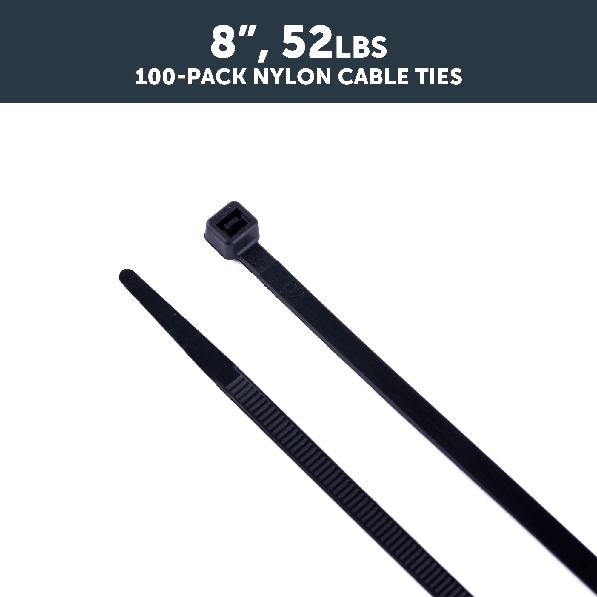 8 inch Black UV Heavy Duty Cable Tie - 100 Pack