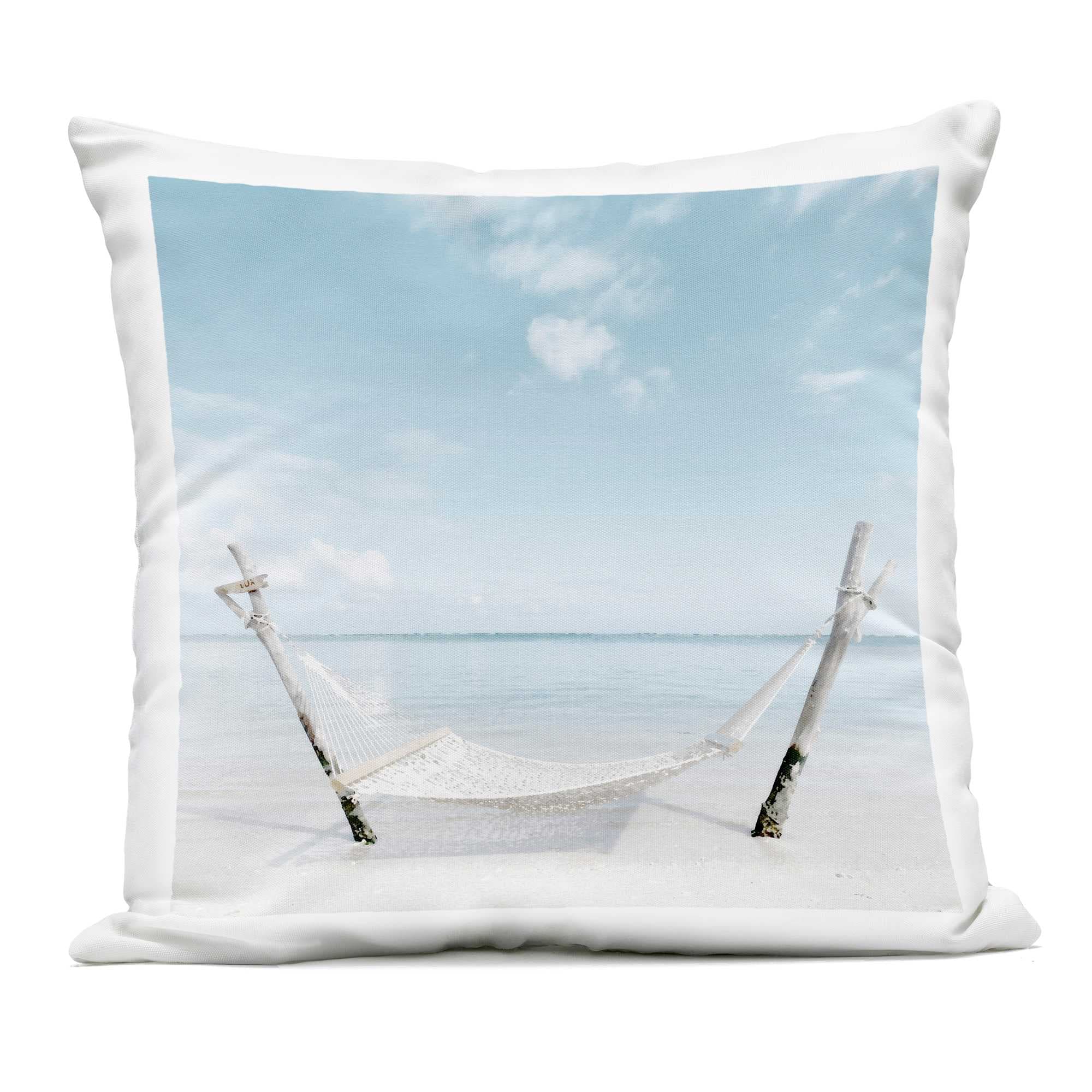 Stupell Industries PLQ-848-OSQ-18X18 Rustic Hammock Beach Coast Outdoor Printed Pillow design by Noah Bay 18 x 18