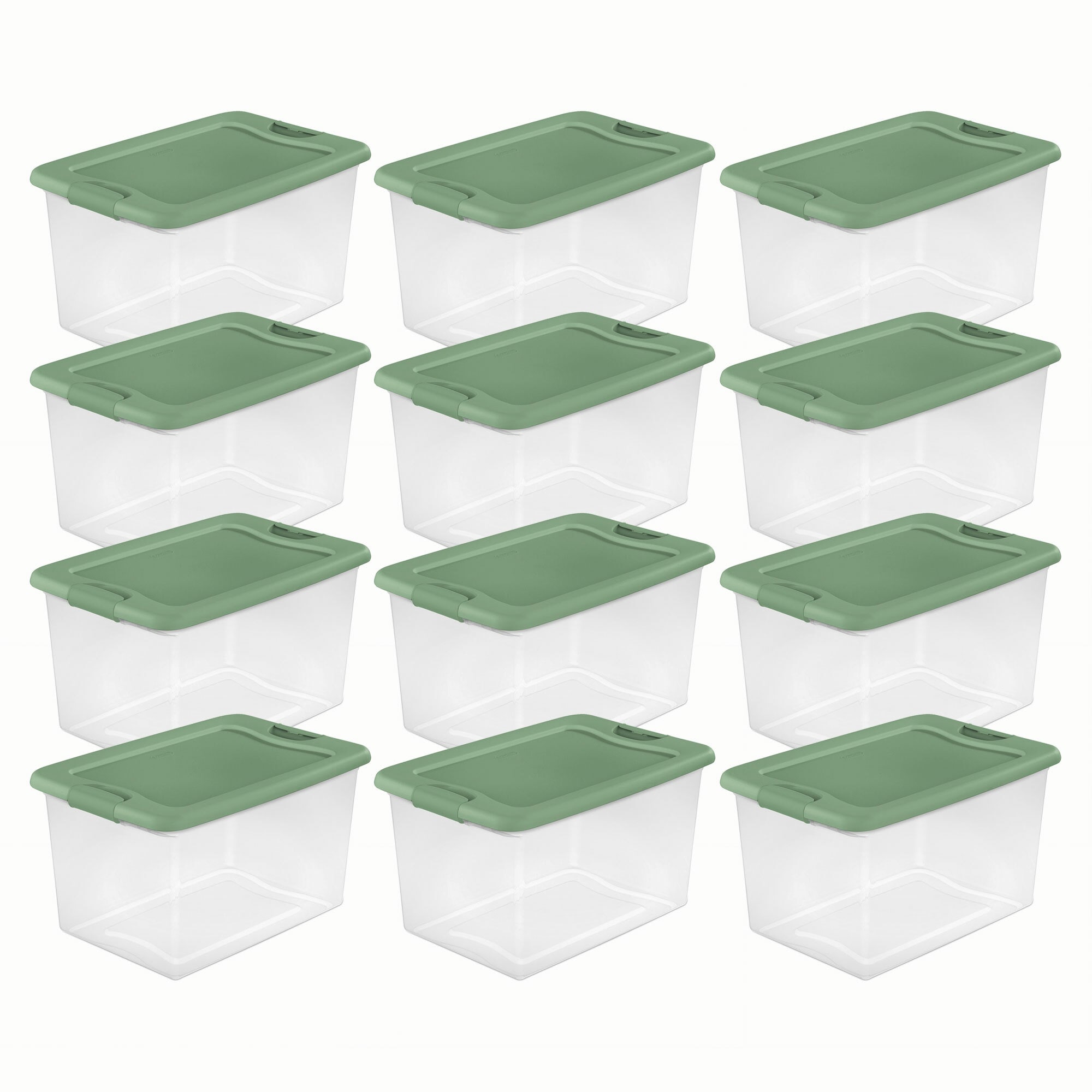 Sterilite 18 Gal Storage Tote, Stackable Bin with Lid, Plastic Container to  Organize Clothes in Closet, Basement, Crisp Green Base and Lid, 24-Pack