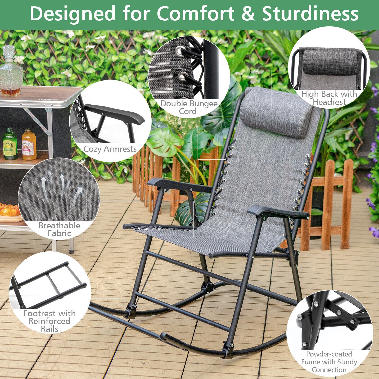 Rocking outdoor on sale chair folding