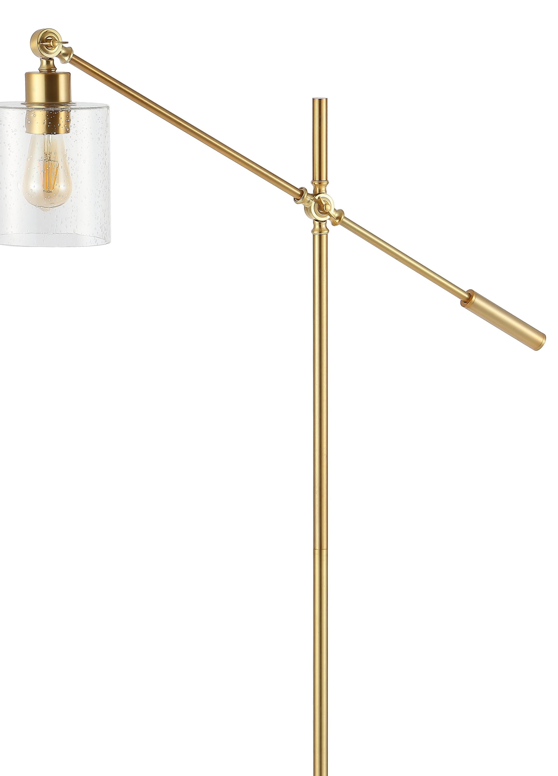 Kathryn Brass Gold Adjustable Iron and Seeded Glass Floor Lamp