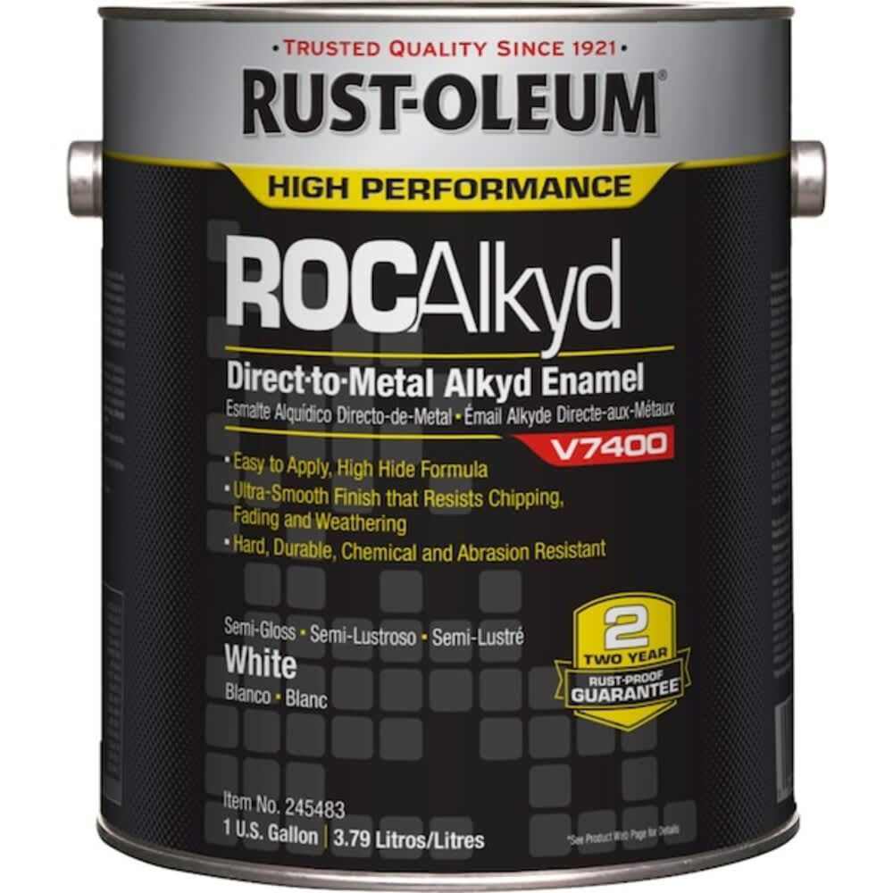 Rust-Oleum  Interior/Exterior Paint Semi-gloss Oil Base White 1 gal 245483