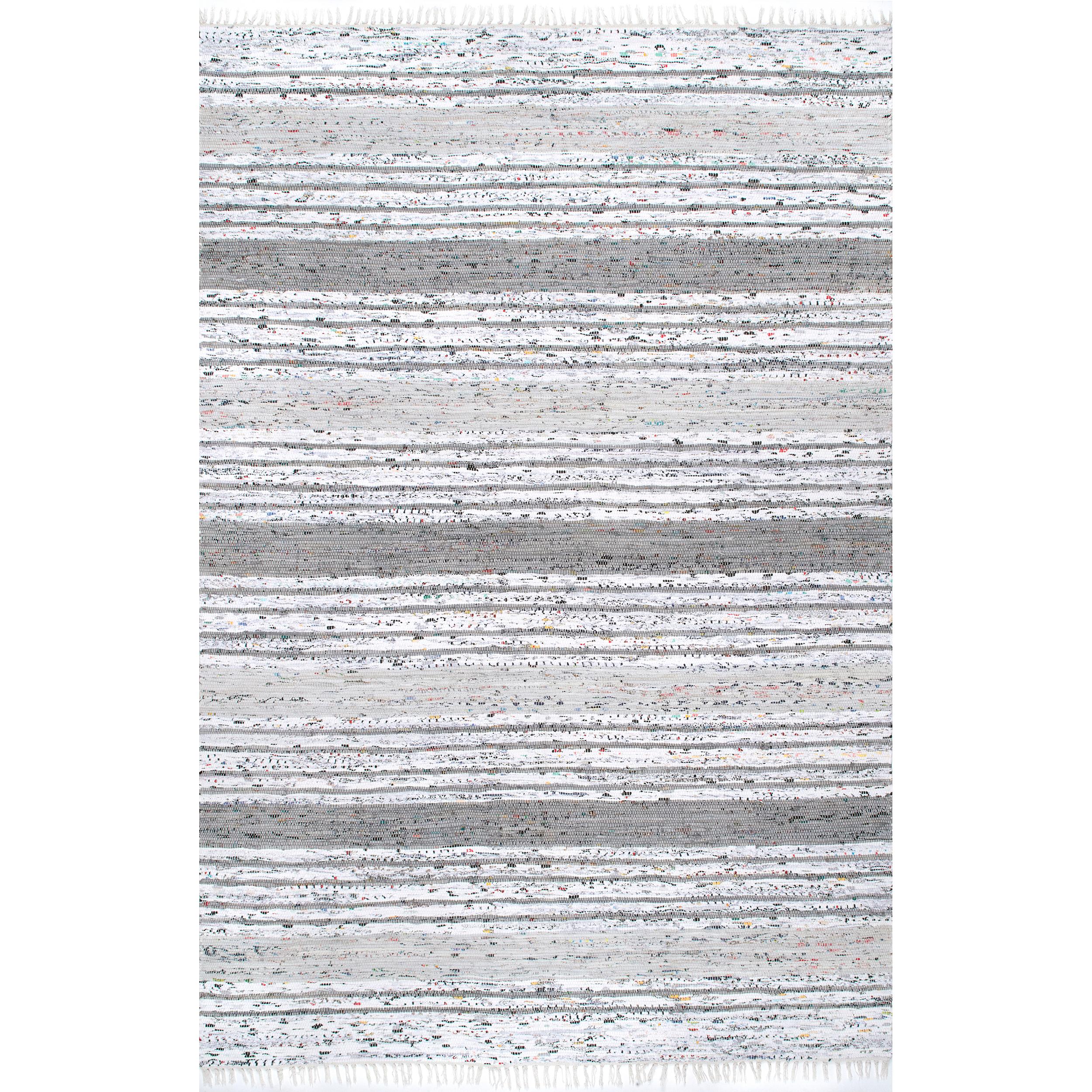 nuLOOM NERG02A-206 Seraphina 2 x 6 (ft) Cotton Gray Rectangular Indoor Stripe Runner rug