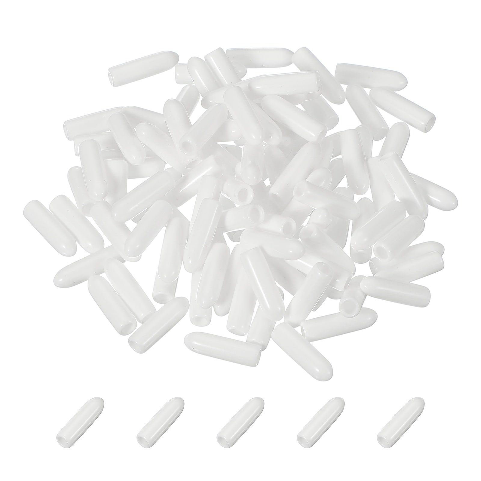 Unique Bargains 100pcs Pegboard Hooks Protector Rubber End Caps Peg Board Hook Flexible Prongs End Tips Caps Rack Cover for Pegboard  Dishwasher Hook White(26mm Long 3mm Inner Dia)