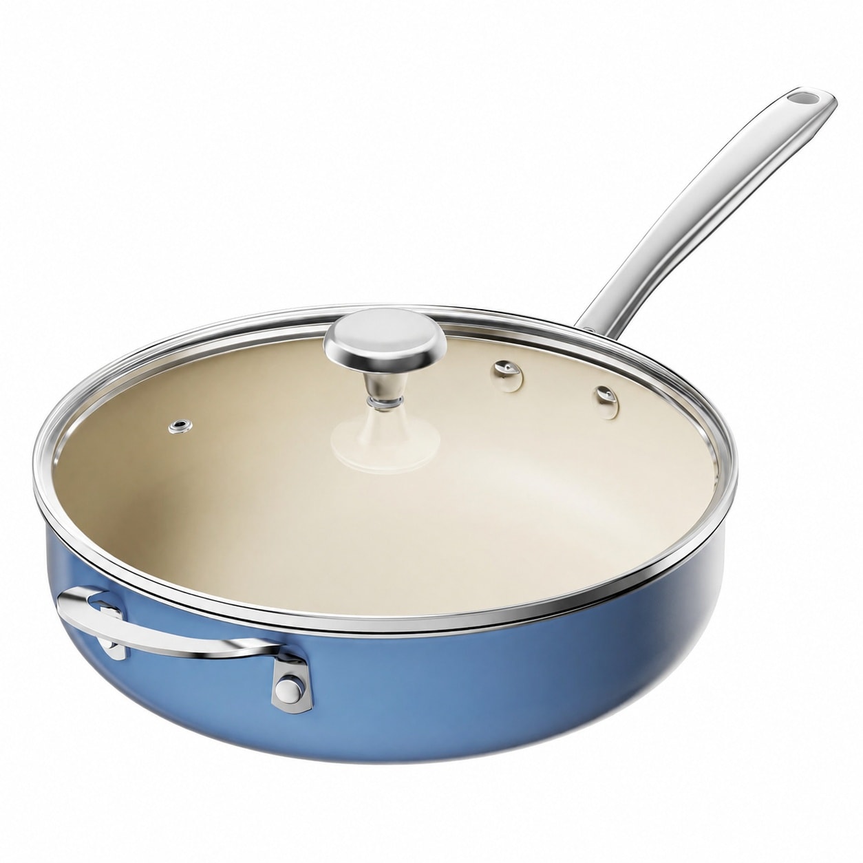 Aoibox 5 Qt Ceramic Nonstick Deep Saute Pan with Lid 11 In PFAS PFOA PTFE Free Oven Safe to 842 Degrees F #LABXMLM2