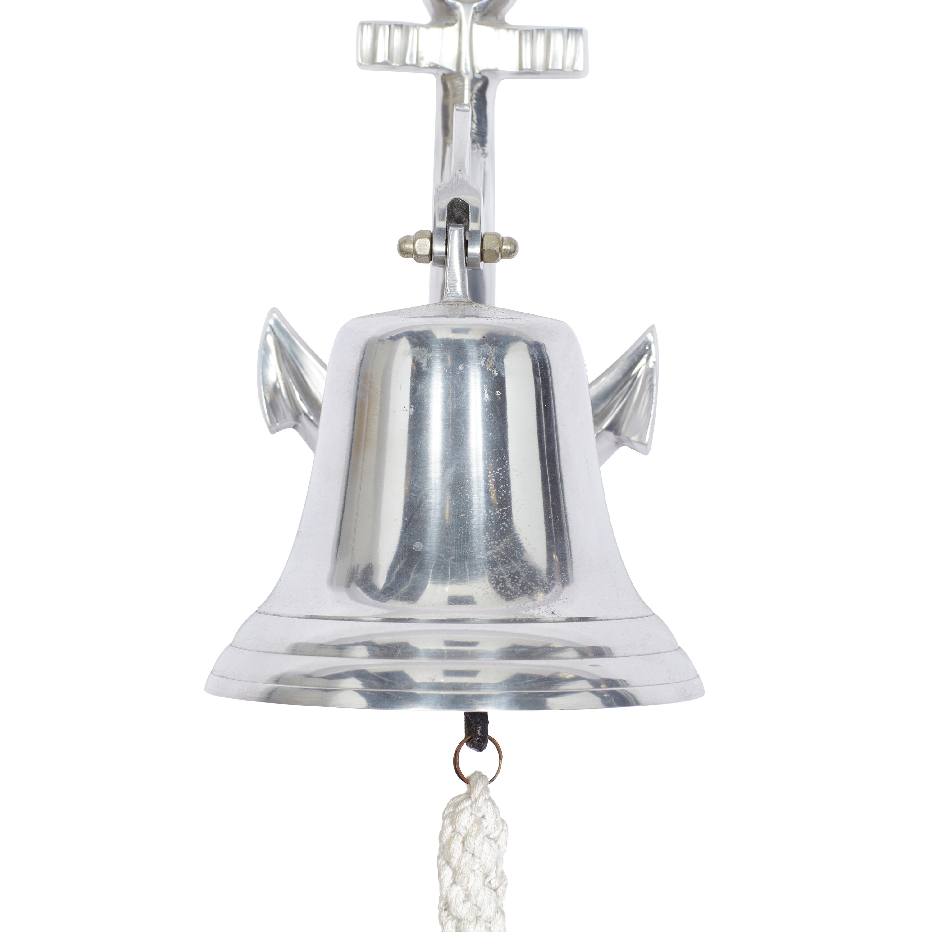 Silver Aluminum Nautical Bell Wall Sculpture with Anchor Backing