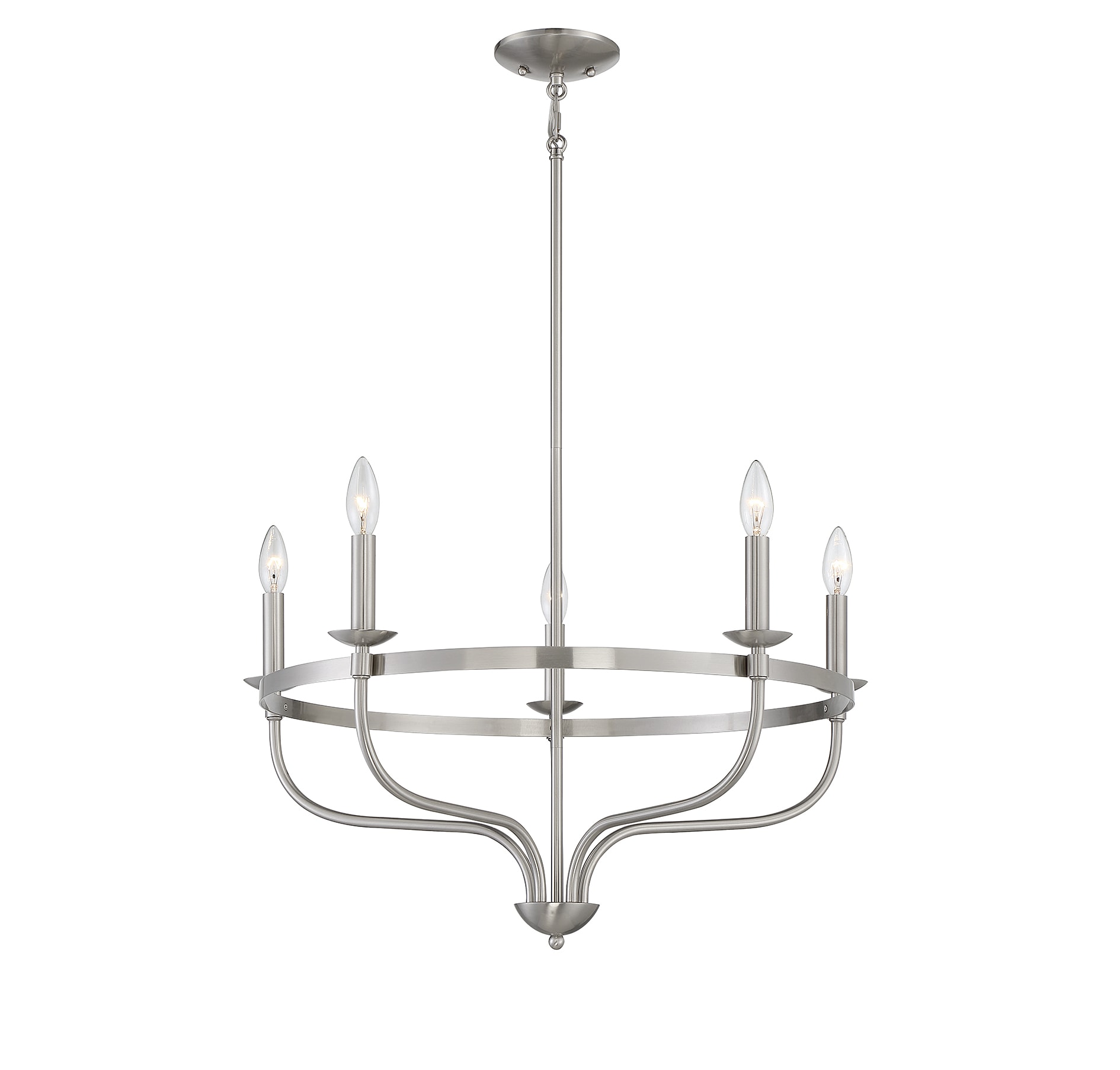 Meridian Lite Trends M10087BN Meridian 5 -Light Brushed Nickel Farmhouse For Use in Bedrooms, Dining Rooms, Foyers, Kitchens, Living Rooms Chandelier