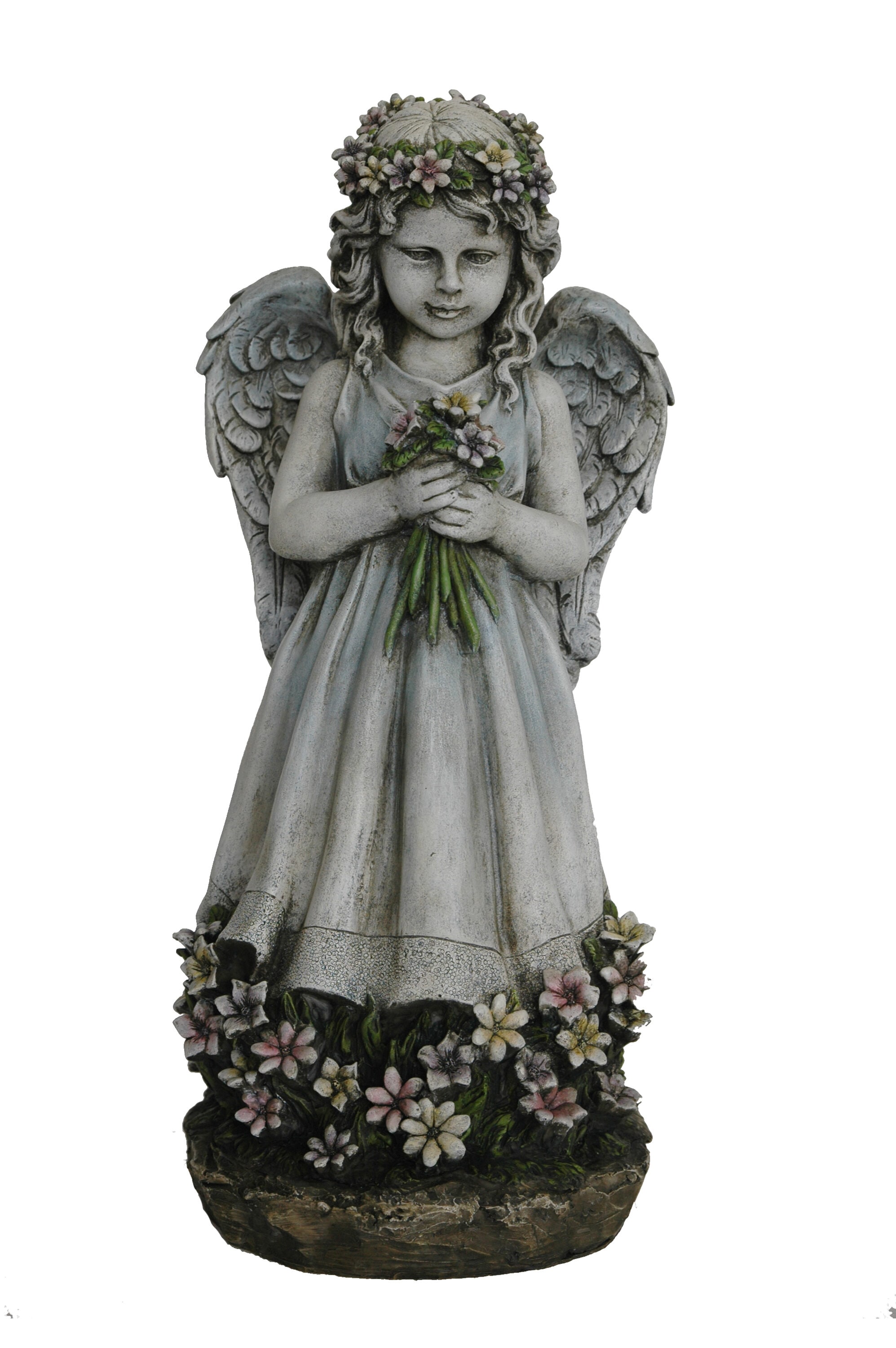 Hi-Line Gift 75596-B 19.3-in H x 9-in W Gray Angels and cherubs Garden Statue