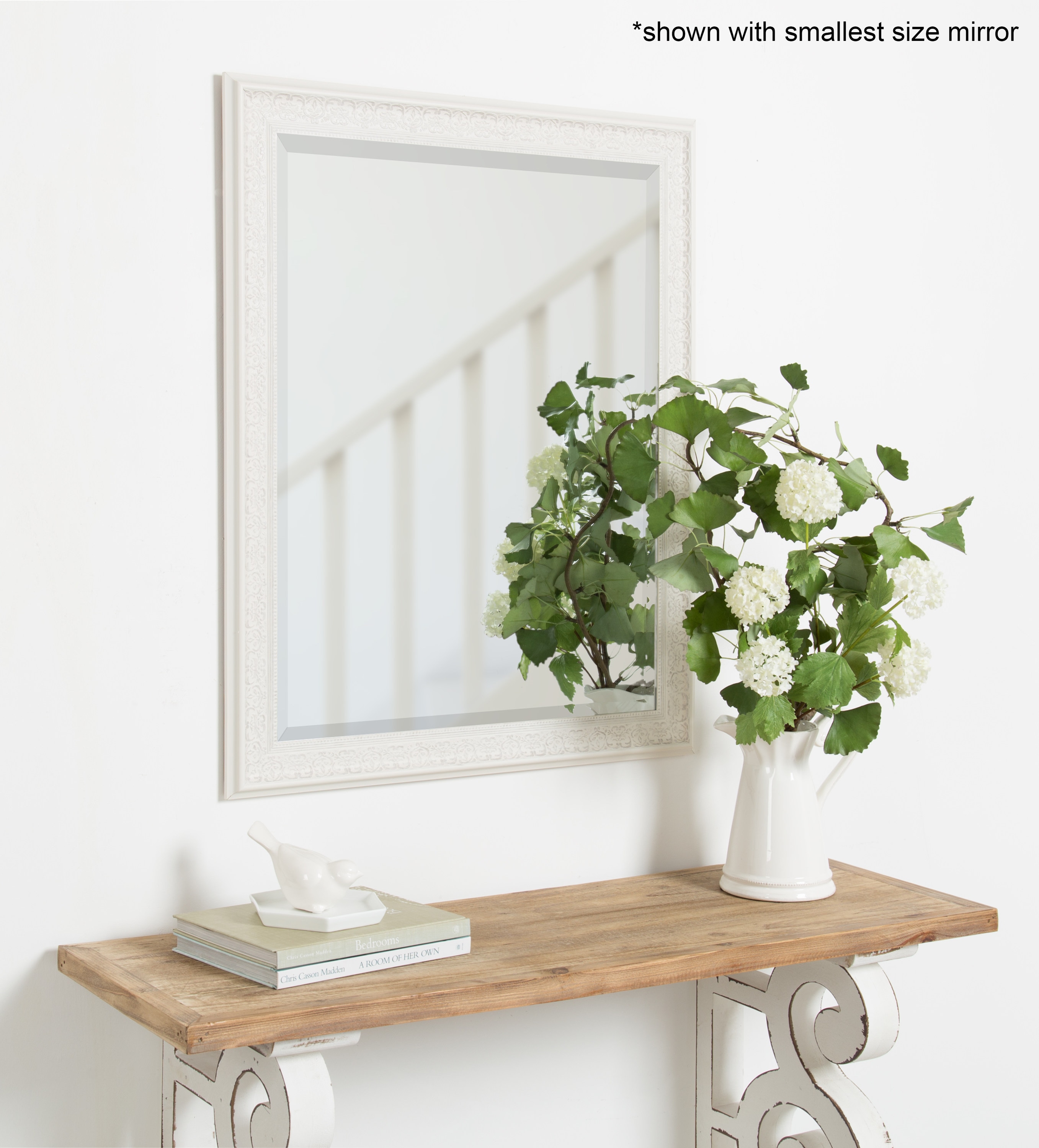 Alysia White Ornate Rectangular Vanity Wall Mirror