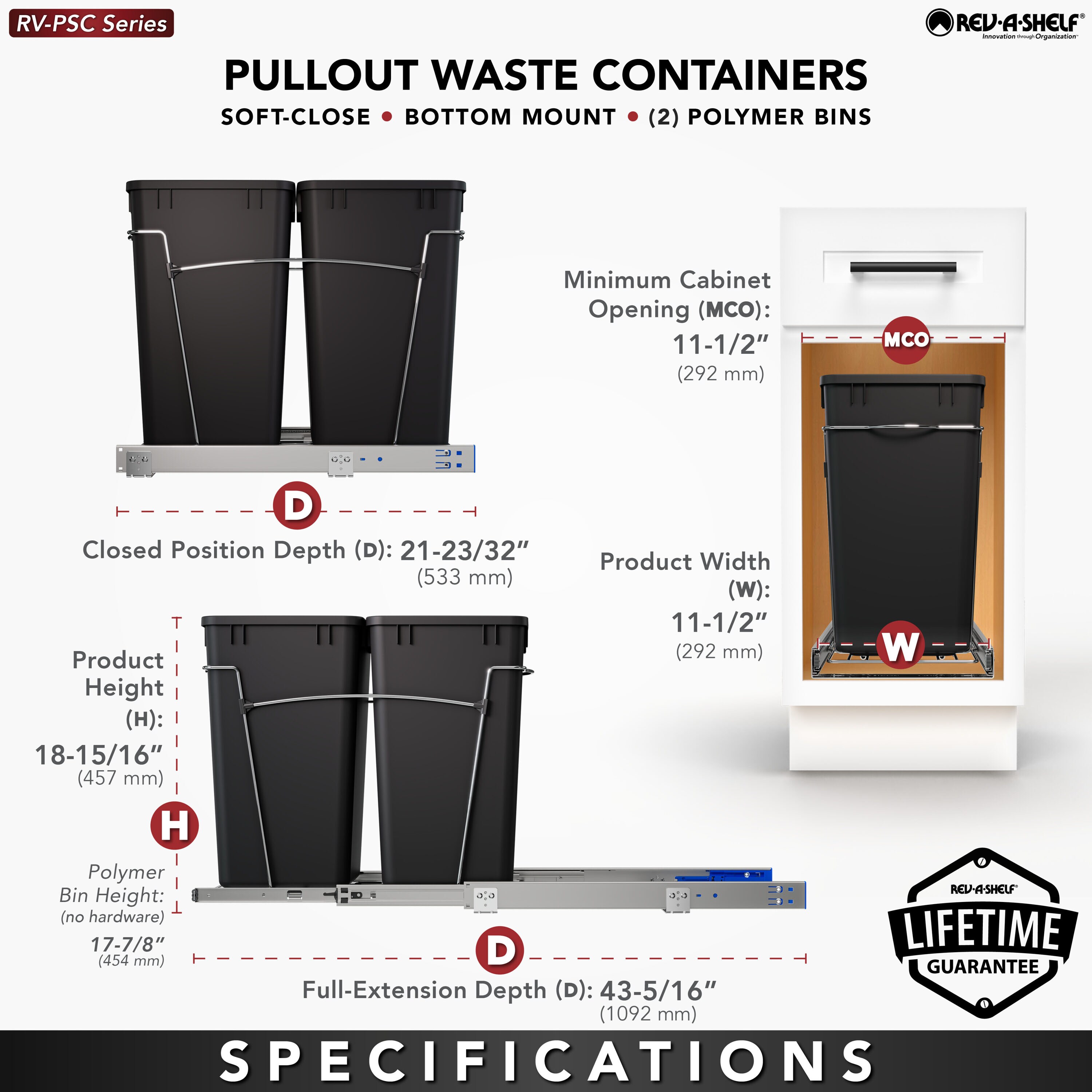 Rev-A-Shelf RV-15PSC-18-5 Pullout-Trash-Cans - View #12